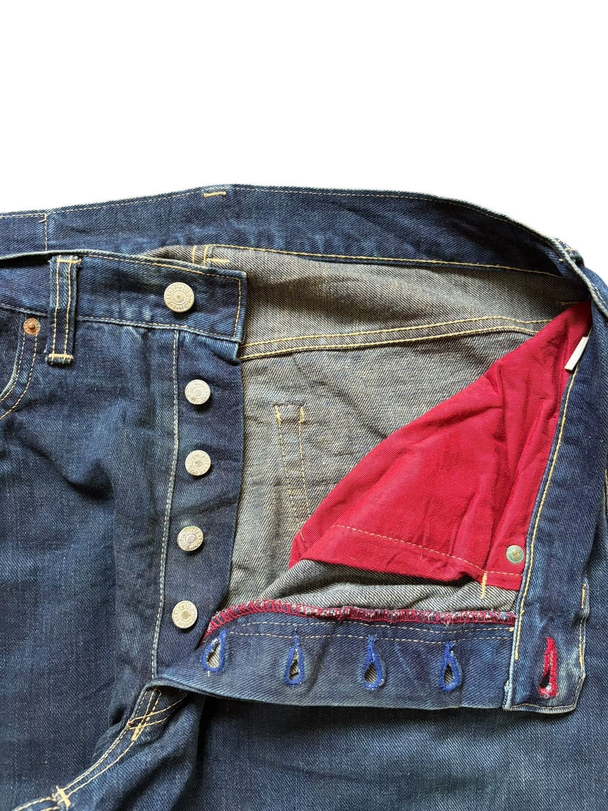 HOLLYWOOD RANCH MARKET Vintage HR Market Selvedge Blue Wash Loose Jeans Size US 35 - 4 Thumbnail