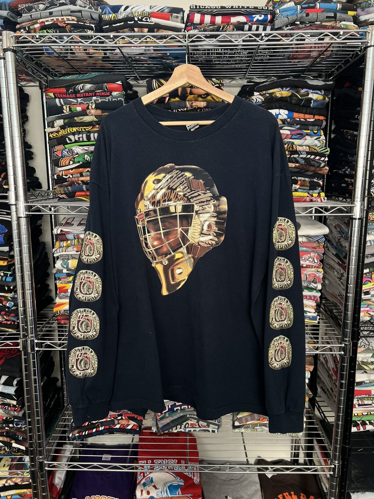 Hustle Gang 2003 Hustle Gang Hockey Mask Rings Blackhawks Tee Size US XXL / EU 58 / 5 - 1 Thumbnail