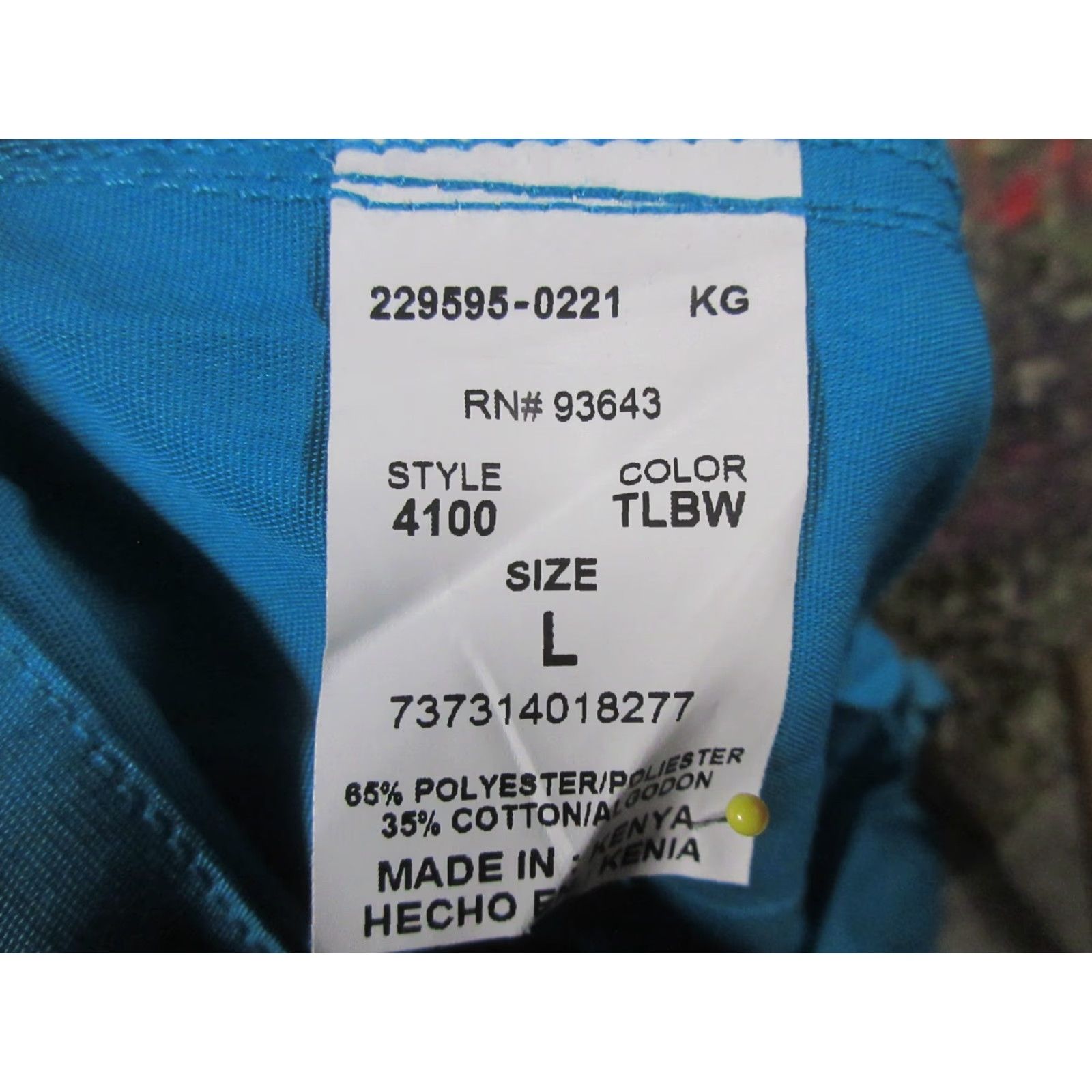 Cherokee VINTAGE Cherokee Workwear Scrub Pants Unisex NEW Adult L Teal Blue Solid Cotton Blend Mens Womens Size US 33 - 3 Thumbnail