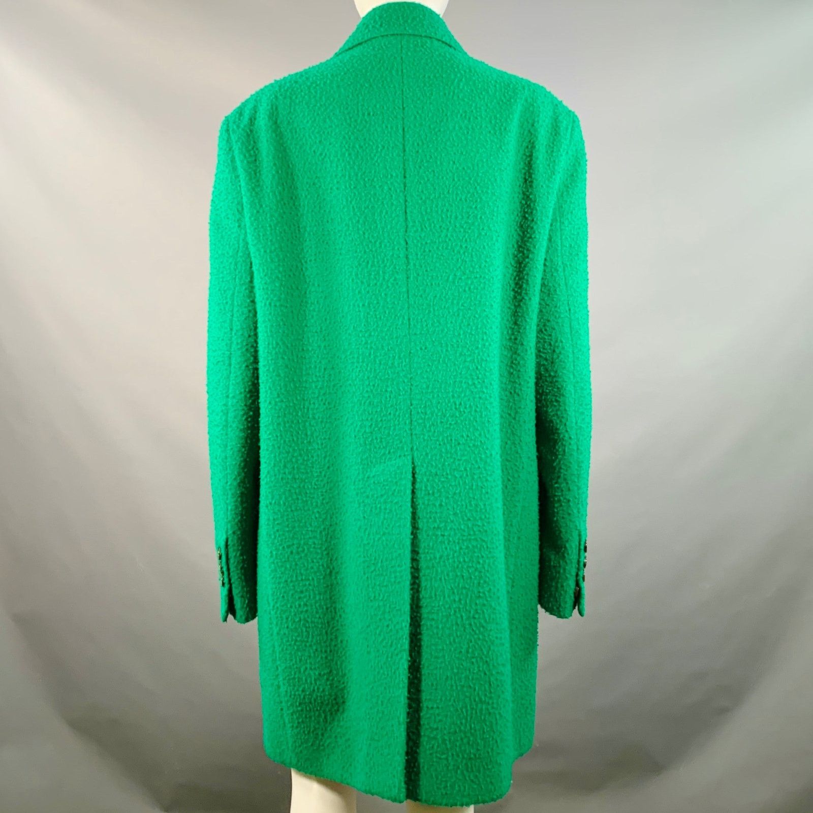 Dsquared2 Size S Green Wool Textured Faux Fur Notch Lapel Coat Size S / US 4 / IT 40 - 4 Thumbnail