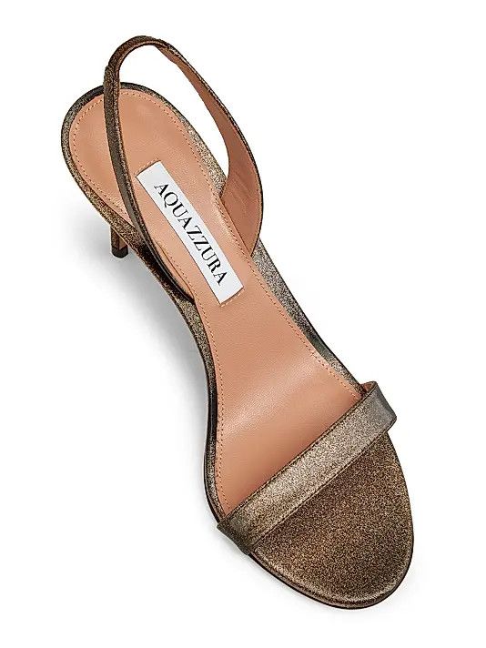 Aquazzura os11x0126 So Nude 85MM Metallic Leather Slingback Sandals Size US 11 / IT 41 - 4 Thumbnail