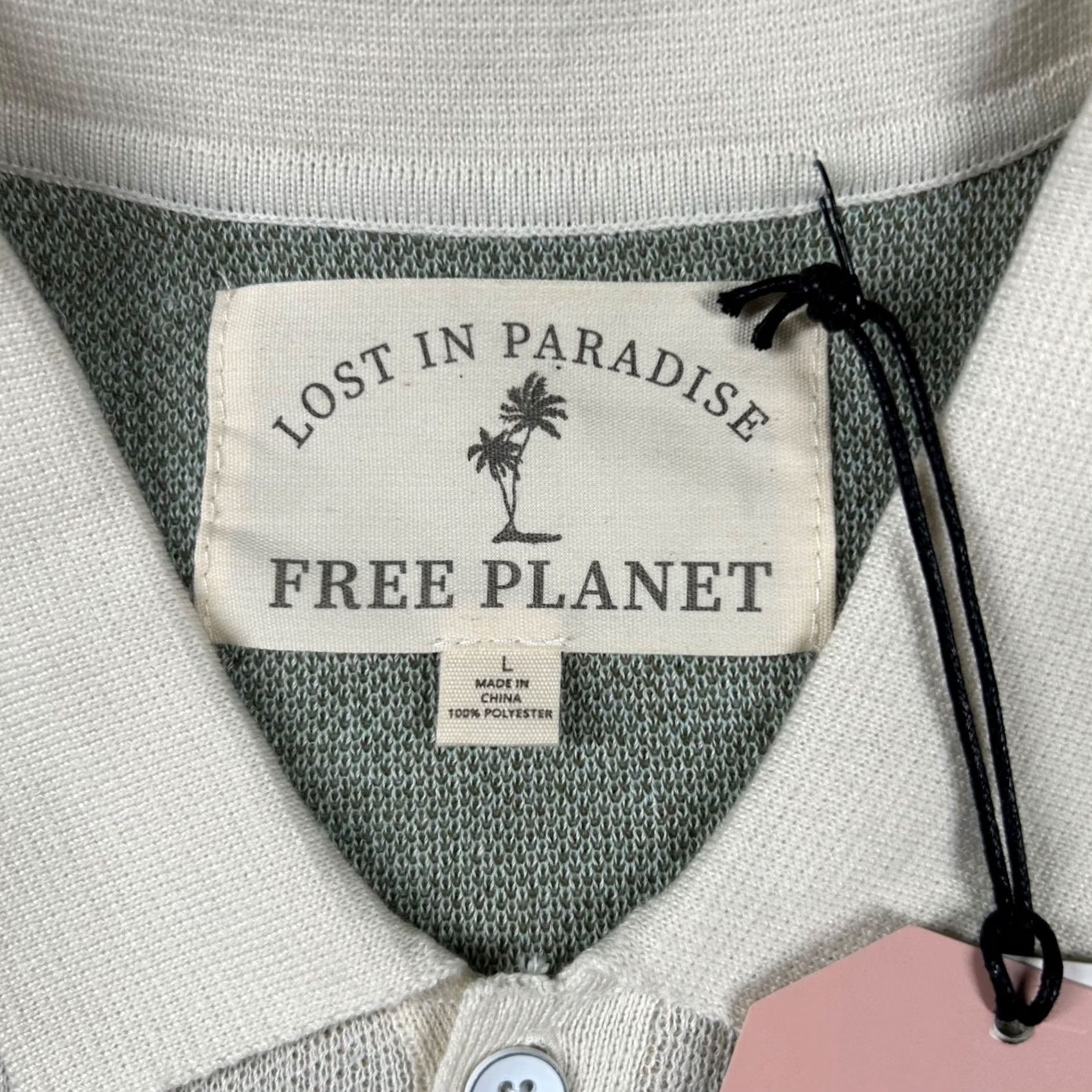 Vintage Free Planet Shirt Mens L Knit Polo Button Up Lost Paradise Tennis Beach Resort Size US L / EU 52-54 / 3 - 3 Thumbnail