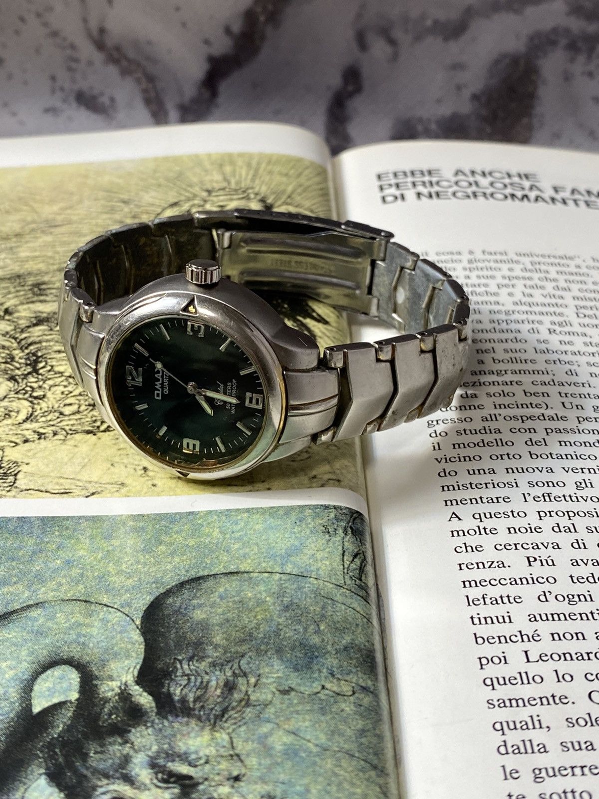 Japanese Brand Vintage OMAX Quartz Watch 3 ATM, Steel, Black Dial Size ONE SIZE - 4 Thumbnail
