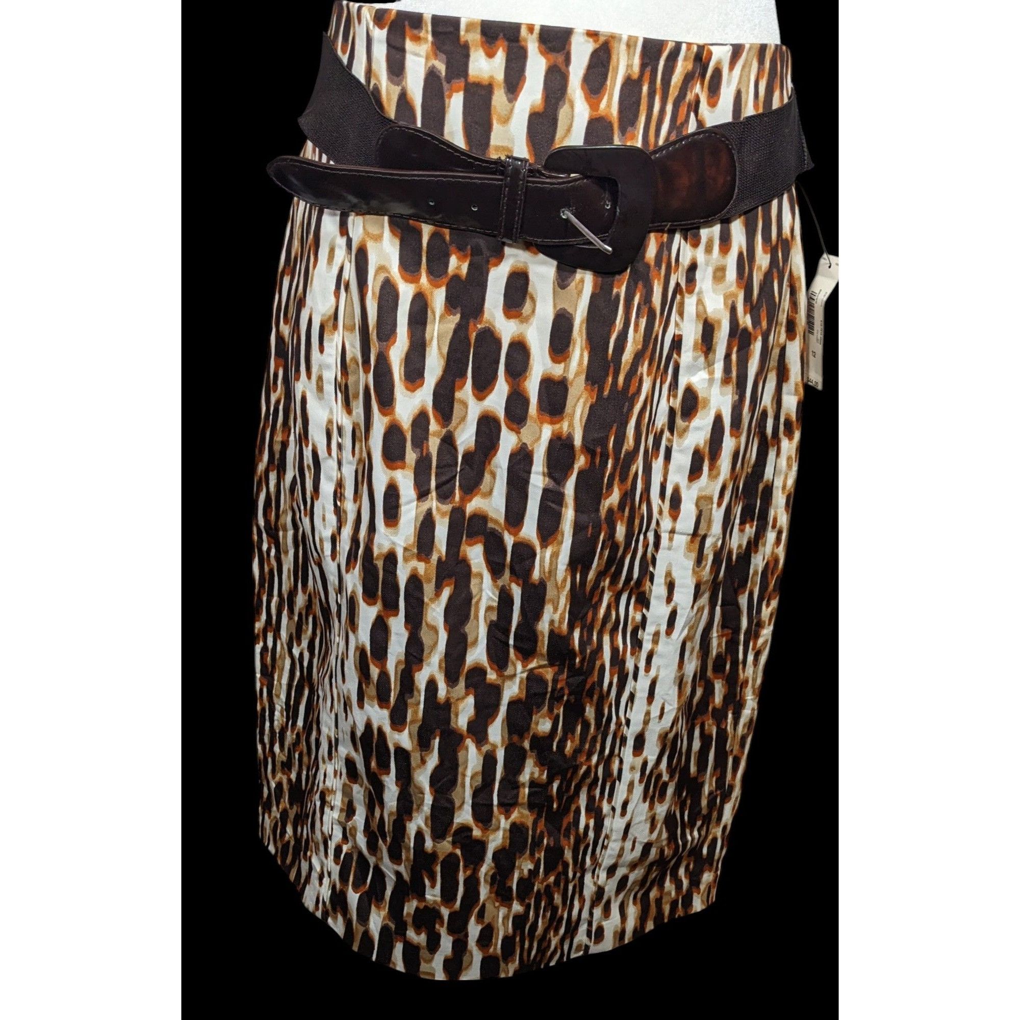 Worthington Worthington Brown Abstract Animal Print Knee Length Skirt Wi Size 34" / US 12 / IT 48 - 1 Thumbnail