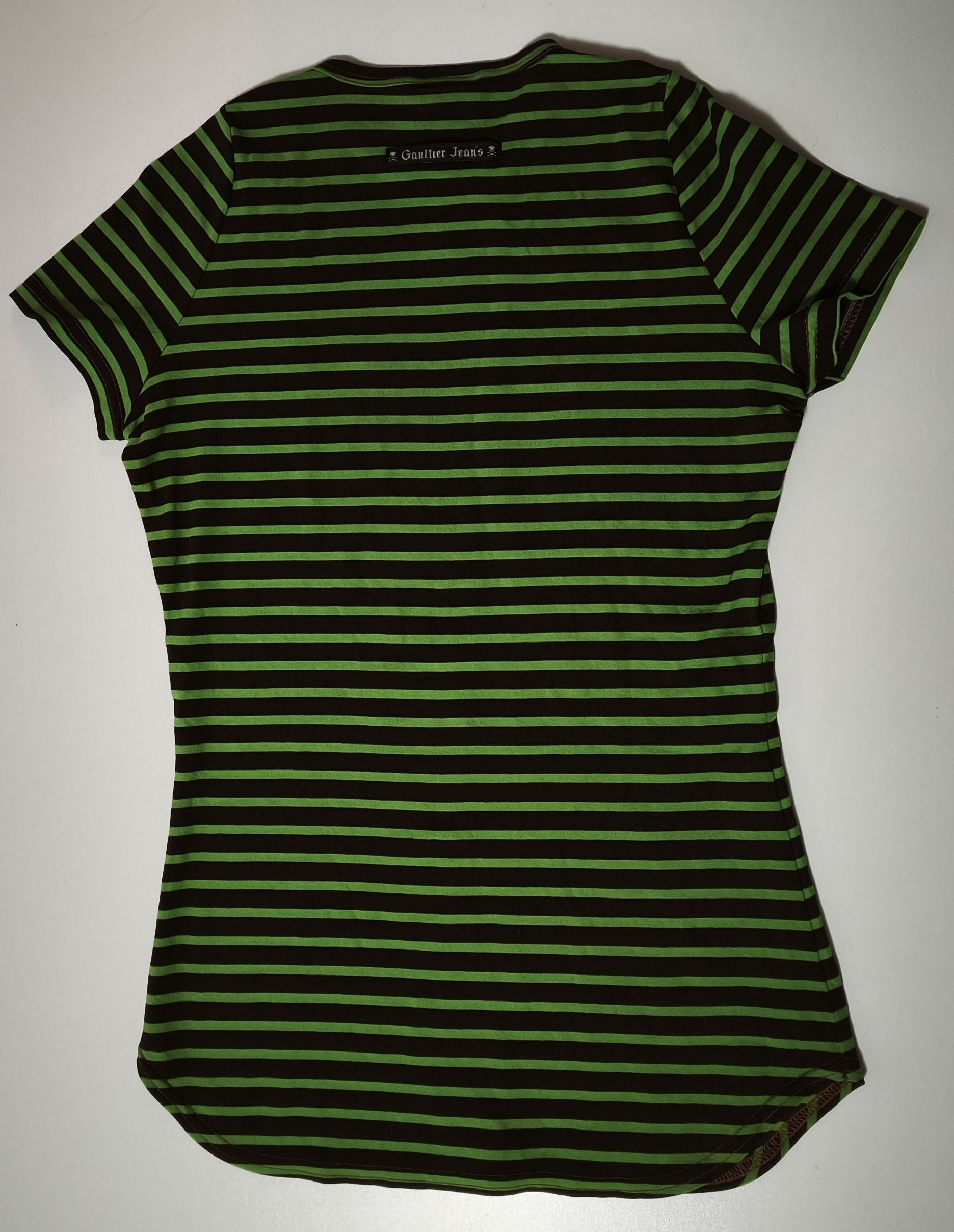 Jean Paul Gaultier Year: 1997 - Green and dark Brown stripes top Size S / US 4 / IT 40 - 23 Thumbnail