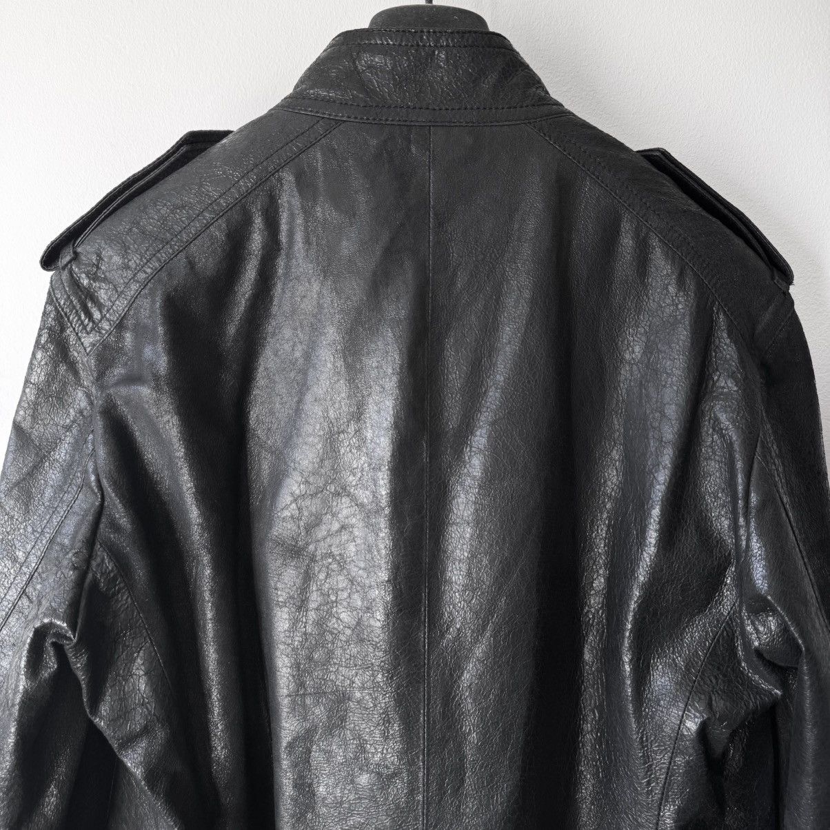 Ann Demeulemeester Ann Demeulemeester SS2003 Black Cracked Leather Biker Jacket Size US L / EU 52-54 / 3 - 9 Thumbnail