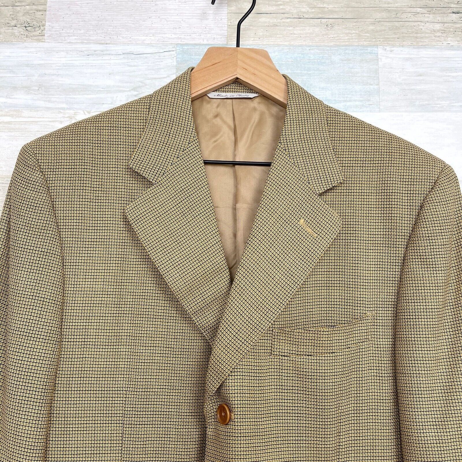 Canali Canali Wool Micro Plaid Sport Coat Tan 3 Button Italy 40R Size 40R - 2 Thumbnail