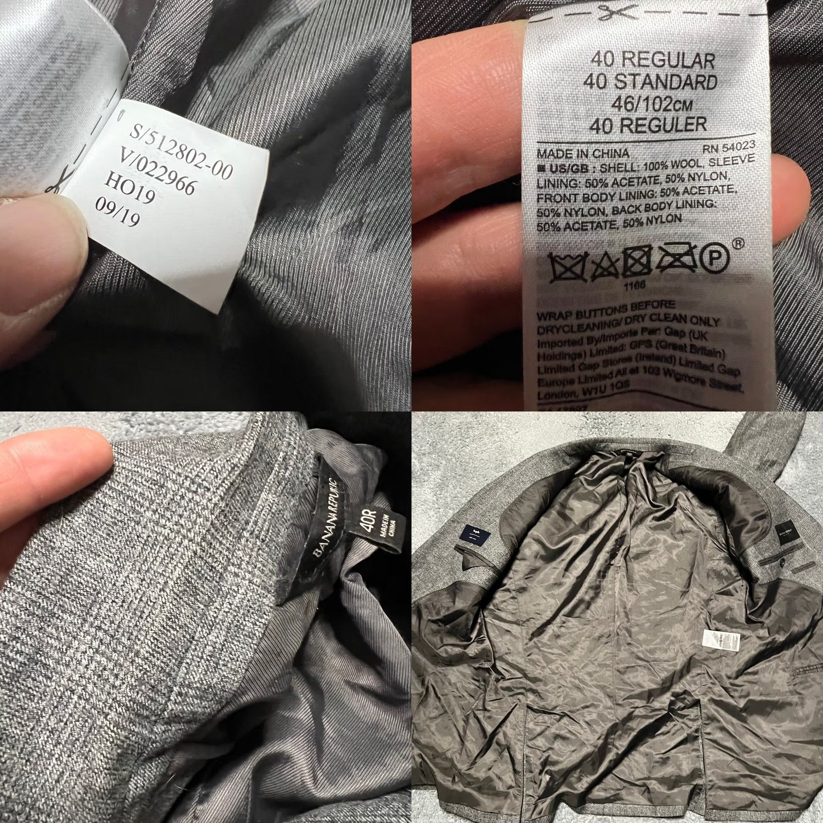 Banana Republic Banana Republic Blazer Mens 40R Slim Fit Wool Two Button Coat Gray 40R Mens Satin Inside Collar Super 110s Marzotto Vintage? Size 40R - 9 Thumbnail