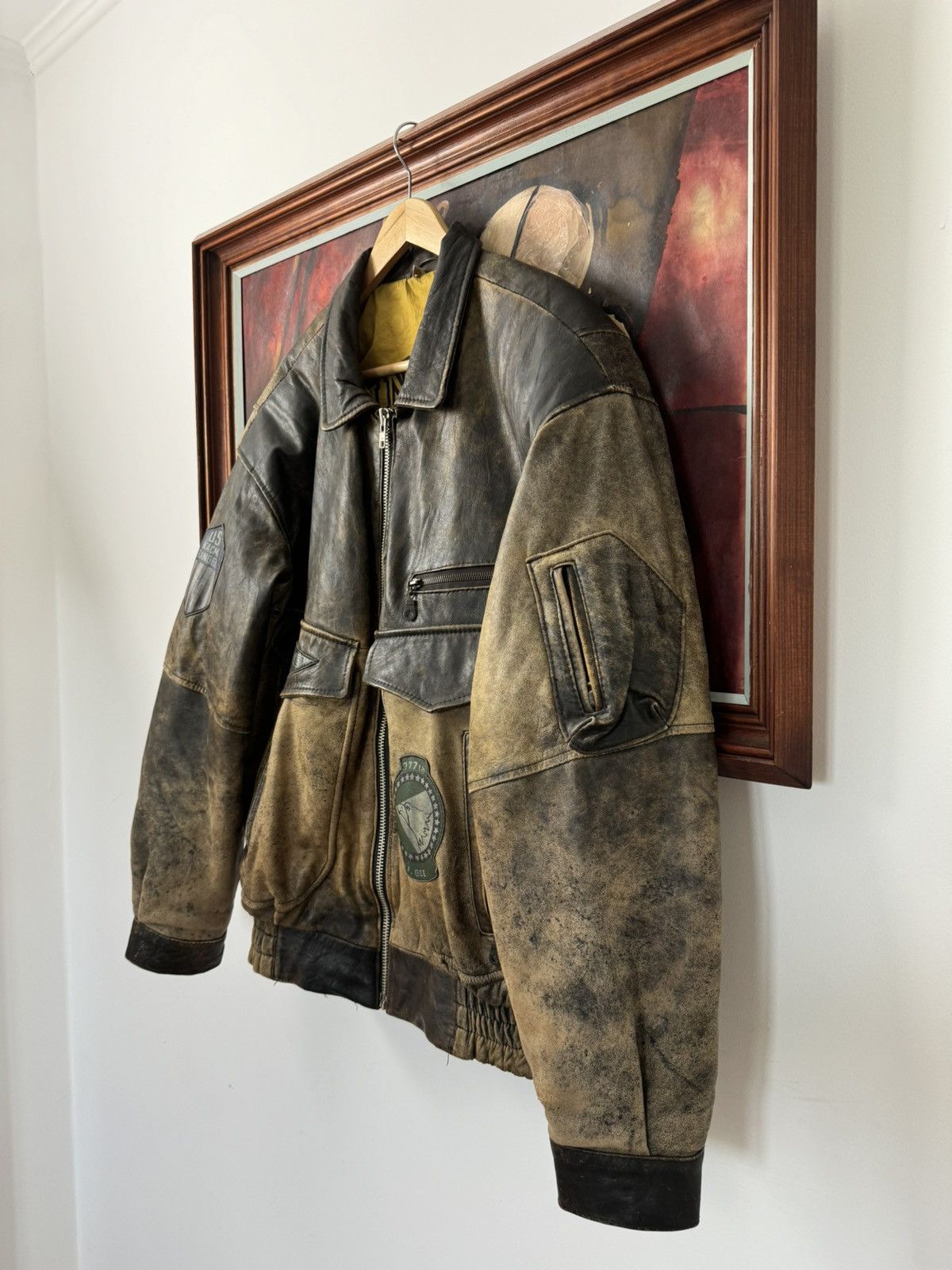 Vintage Rare Vintage 90s leather jacket Brown faded washed Japanese Size US L / EU 52-54 / 3 - 3 Thumbnail