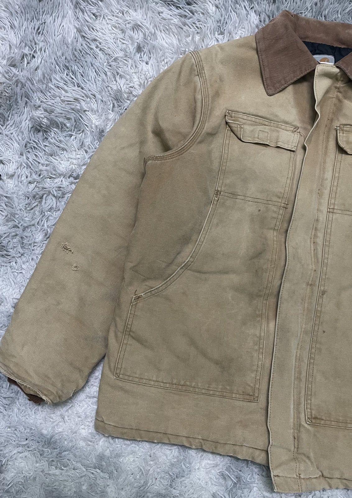 Carhartt VINTAGE CARHARTT KHAKI NICELY FADED QUILTED LINEN RARE Size US L / EU 52-54 / 3 - 4 Thumbnail