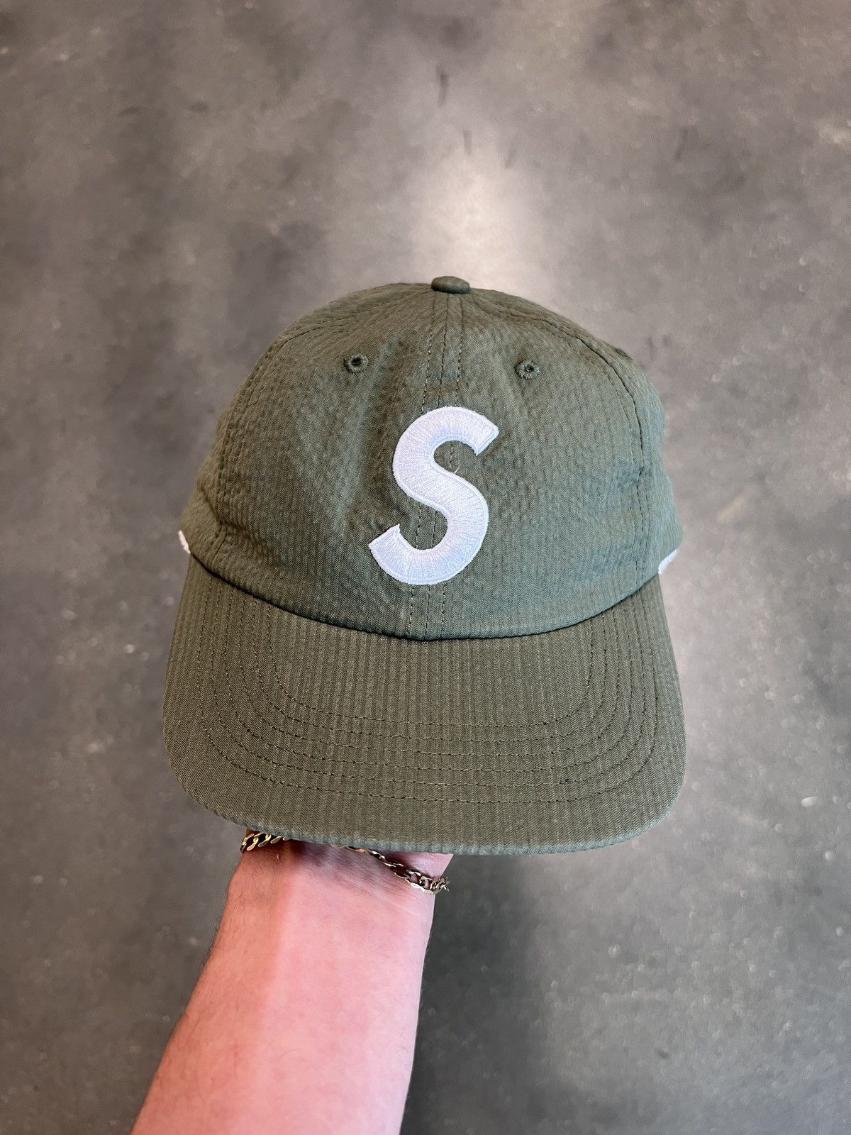 Supreme Supreme Seersucker S Logo 6 Panel Hat Green Grailed