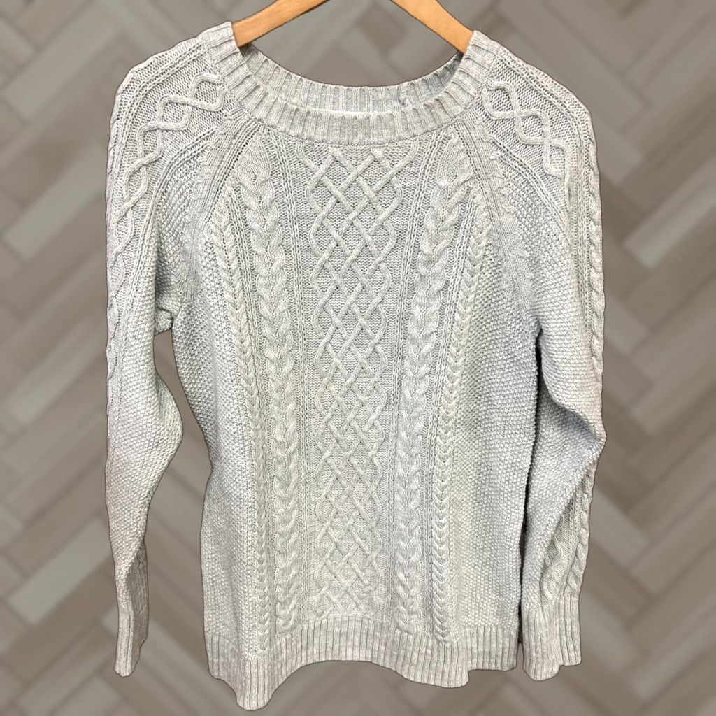 Gap VINTAGE Gap Women's Large Cable Knit Blue Pullover Sweater Size L / US 10 / IT 46 - 1 Thumbnail