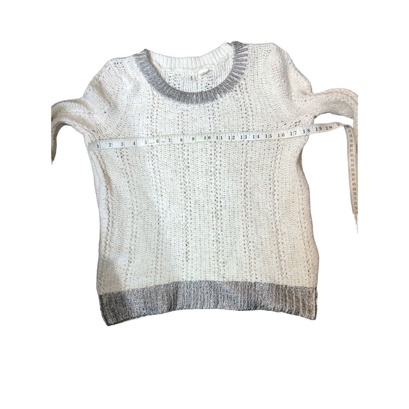 Anthropologie Moth Cream Silver Knit wool blend Sweater size S Size S / US 4 / IT 40 - 9 Thumbnail