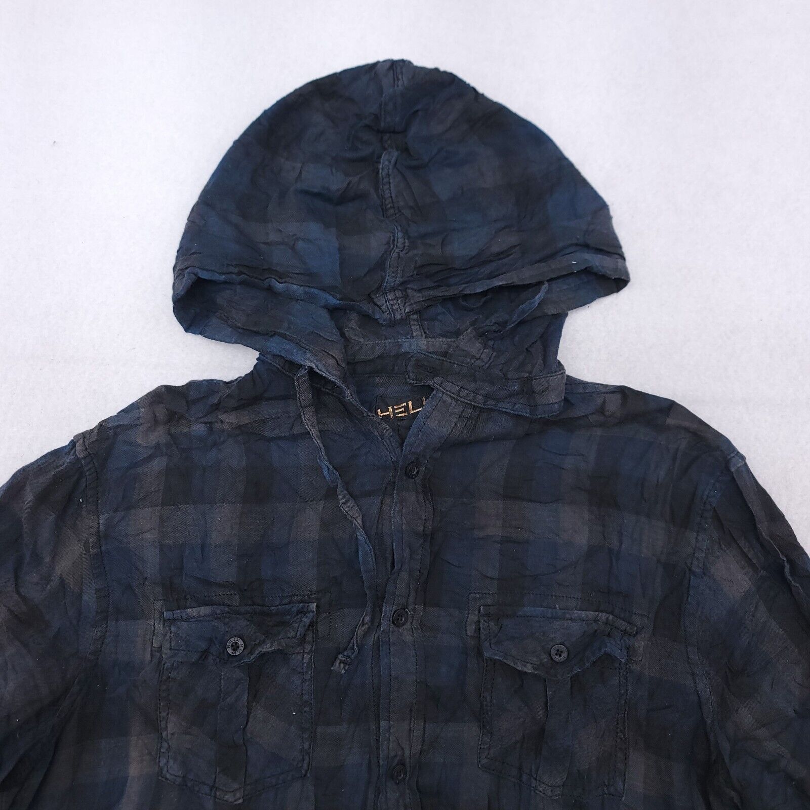 Helix Helix Casual Button Up Hoodie Mens Size Large L Blue Plaid Size US L / EU 52-54 / 3 - 1 Thumbnail