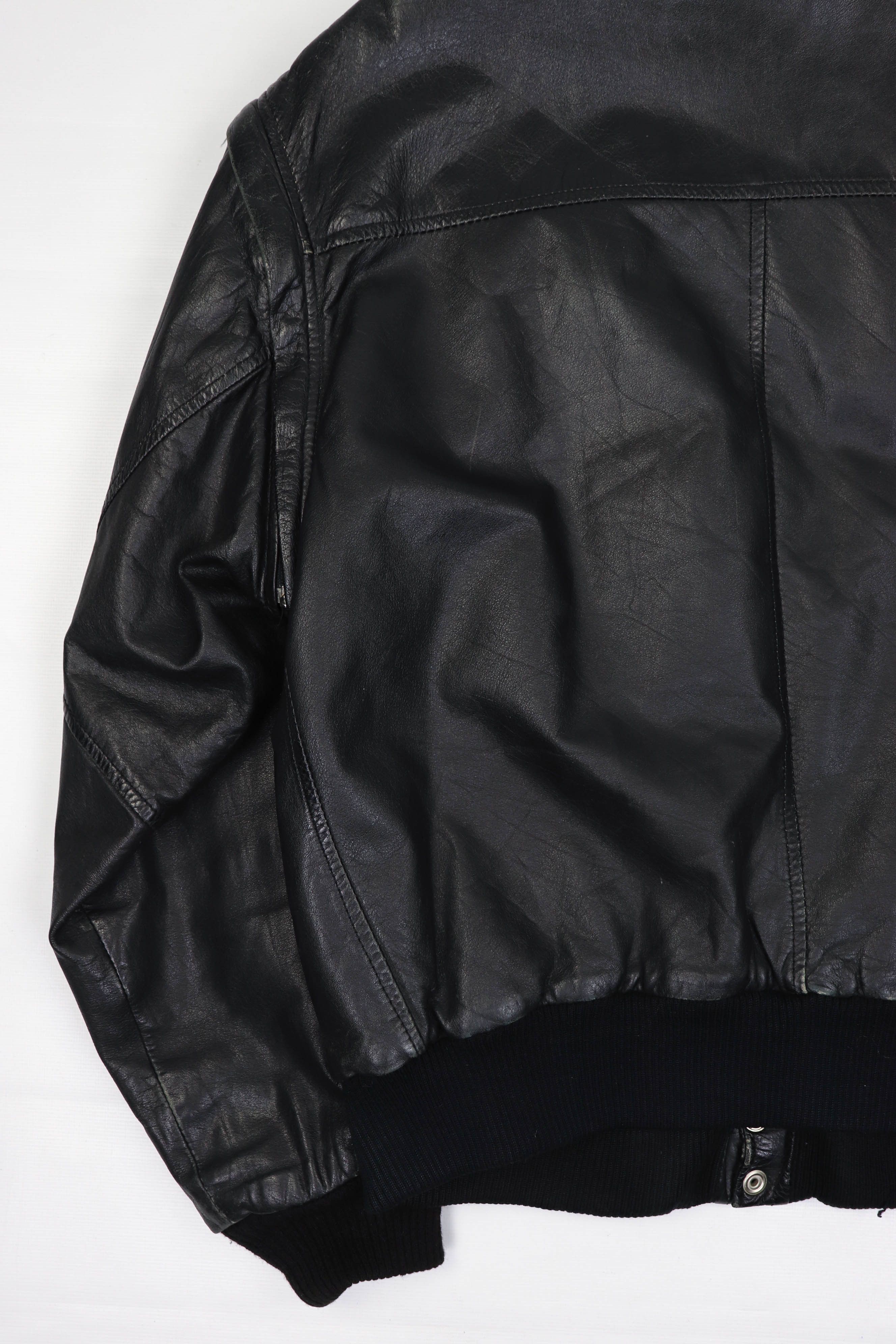 Vintage 90s Vintage Gatto Design Black Leather Bomber Jacket / Vest Size US M / EU 48-50 / 2 - 13 Thumbnail