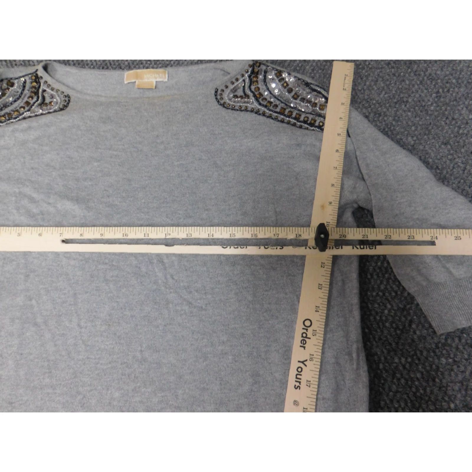Michael Kors Michael Kors Womens Sweater M Gray Crew Neck Long Sleeve Cable-Knit Pullover Polyester Size M / US 6-8 / IT 42-44 - 4 Thumbnail