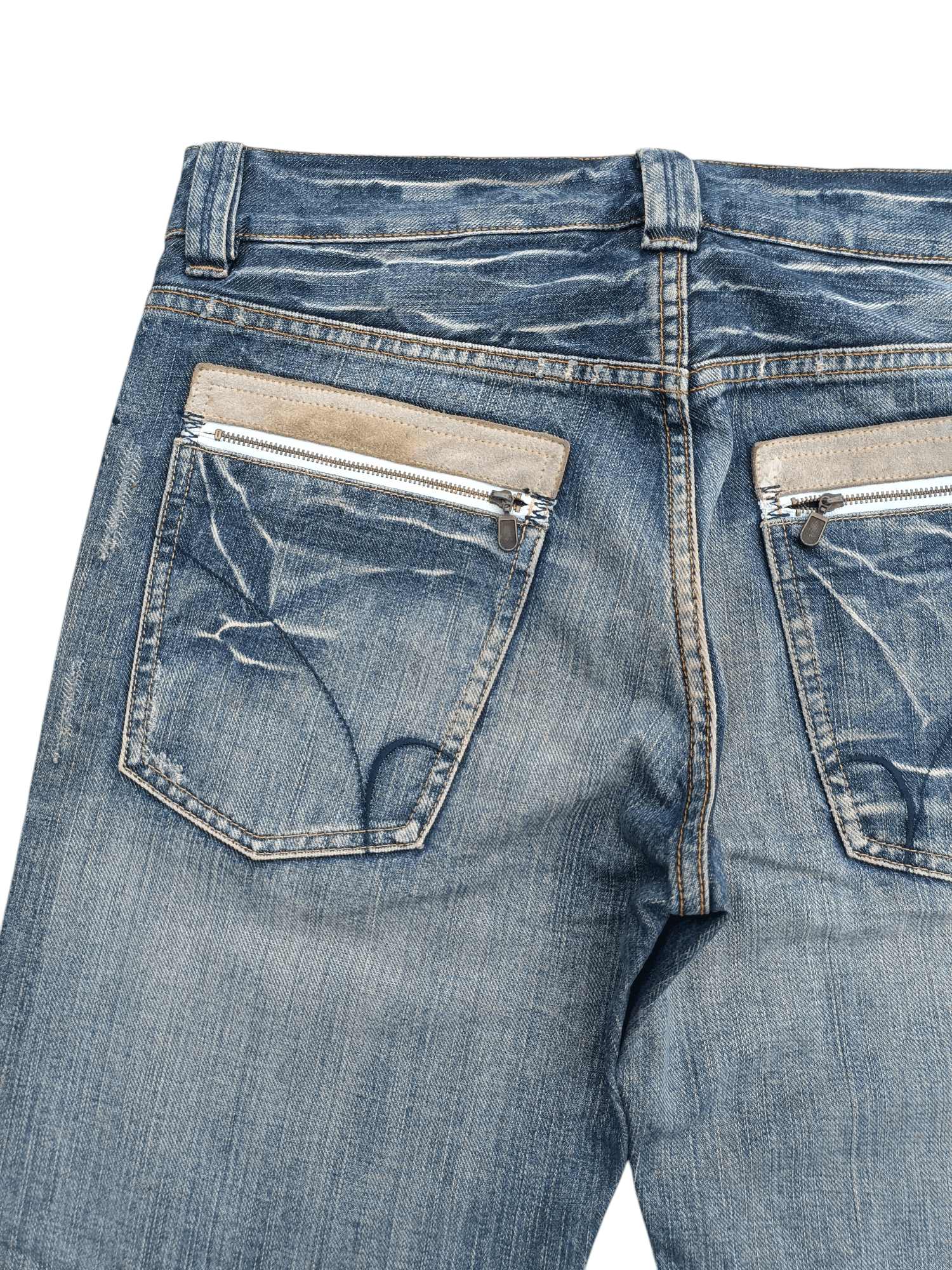 Japanese Brand × Vintage FYEE 💥 Back Number Distressed Whiskers Faded Denim Size US 34 / EU 50 - 17 Thumbnail
