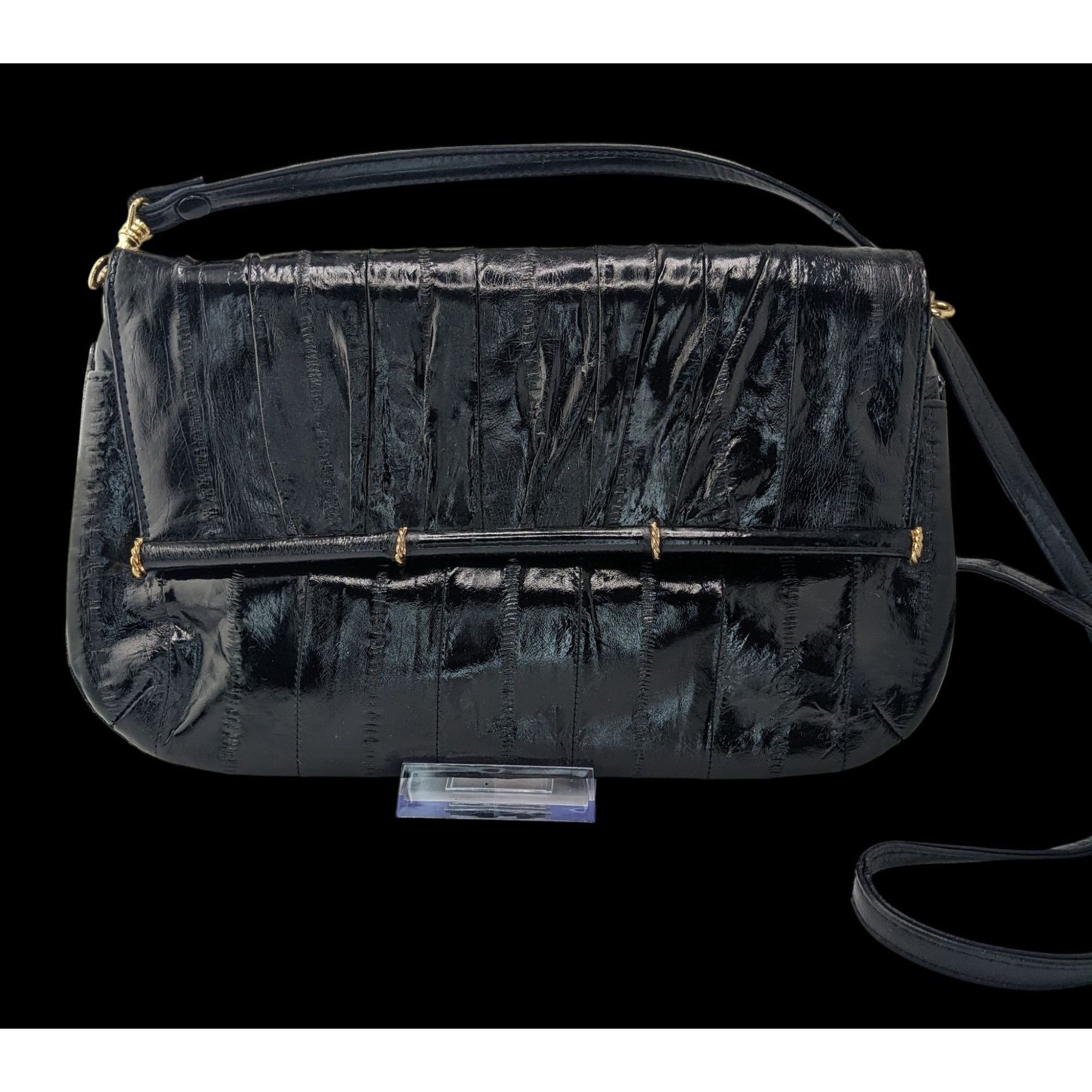 Other Vintage 80s Black Eel Skin Shoulder Bag With Gold Accents Ma Size ONE SIZE - 1 Thumbnail