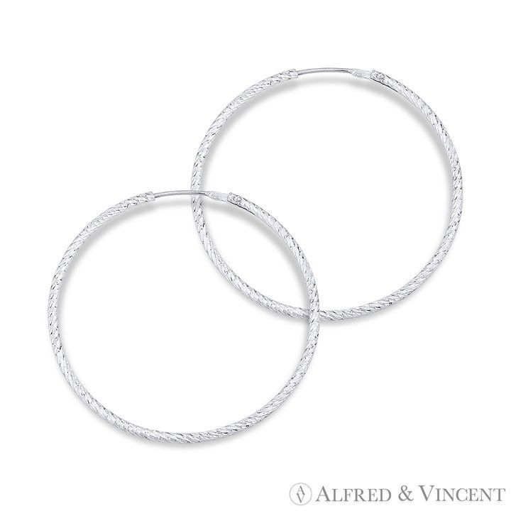 Other Diamond-Cut Pave Tube Hoop Earrings in .925 Sterling Silver Size ONE SIZE - 1 Preview