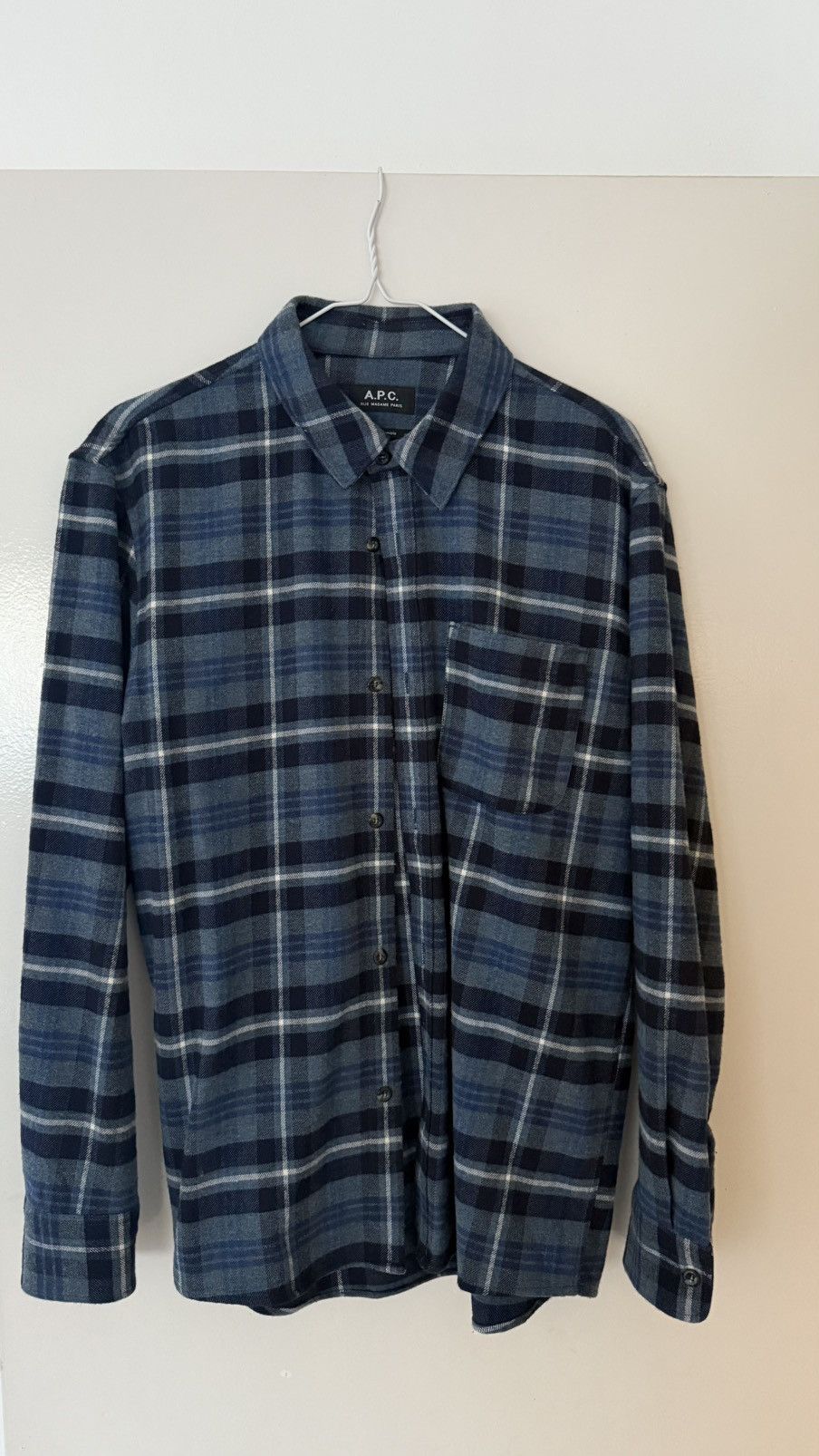 A.P.C. Surchemise Trek Wool Flannel Overshirt Blue Plaid Size US M / EU 48-50 / 2 - 3 Thumbnail