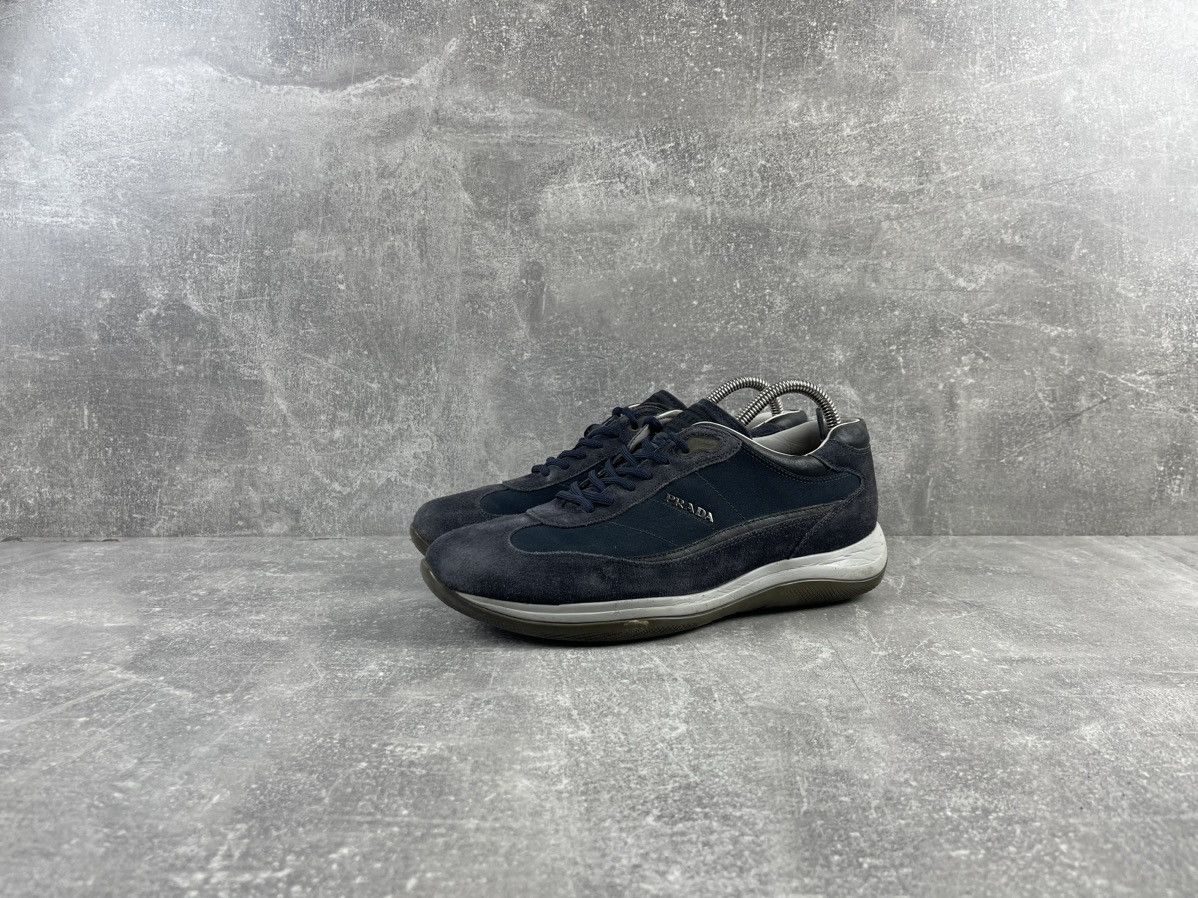 Prada × Vintage Prada Vintage Suede/Leather Navy Sneakers Shoes Size US 8.5 / EU 41-42 - 1 Thumbnail