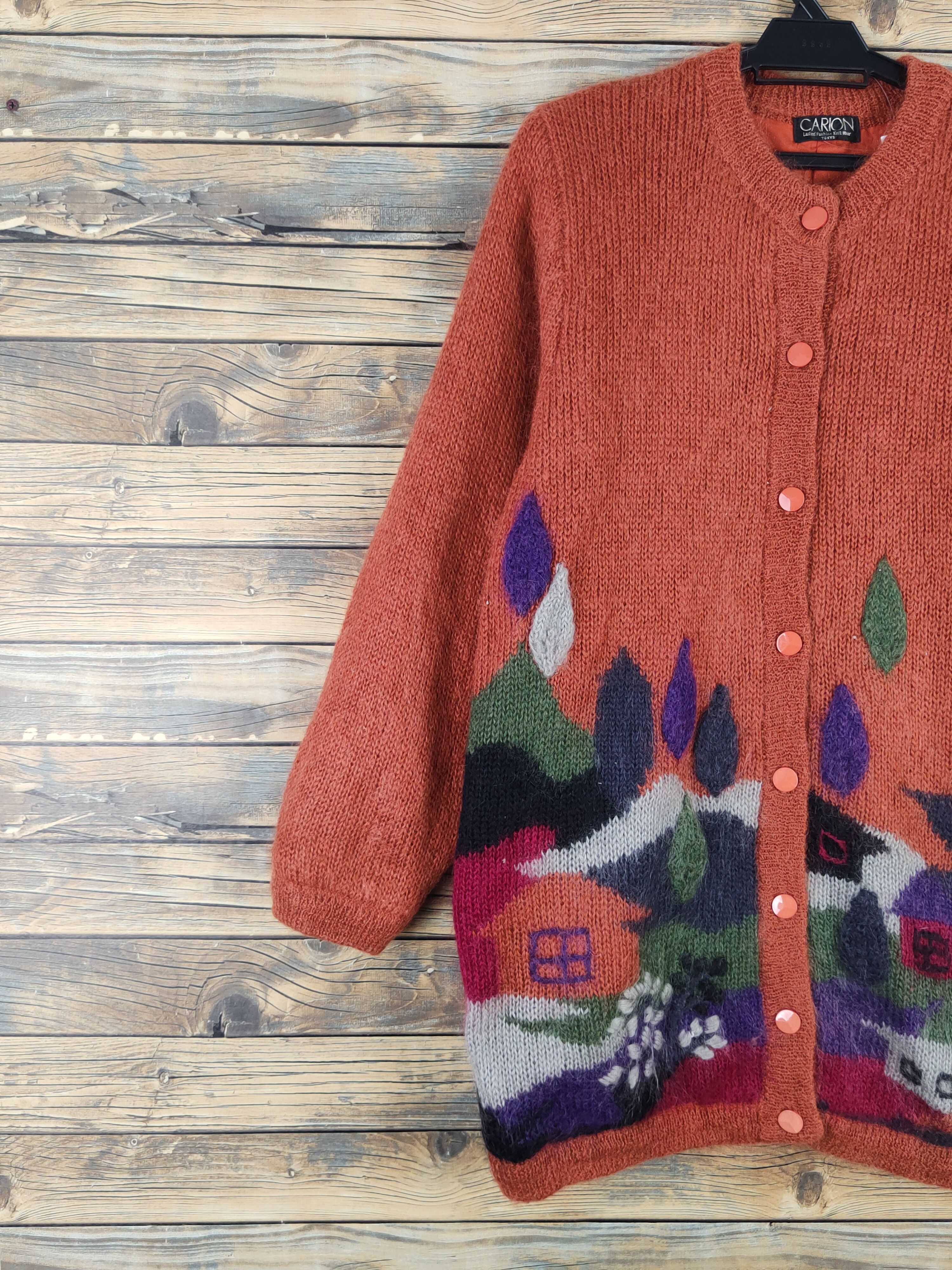 Japanese Brand Carion Dark Orange Knitwear Wool Sweaters #W2139 Size L / US 10 / IT 46 - 3 Thumbnail