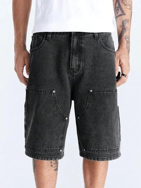Japanese Brand Adachi x aoka Jorts Shorts Drip Washed Denim Cargo Size US 33 - 6 Thumbnail