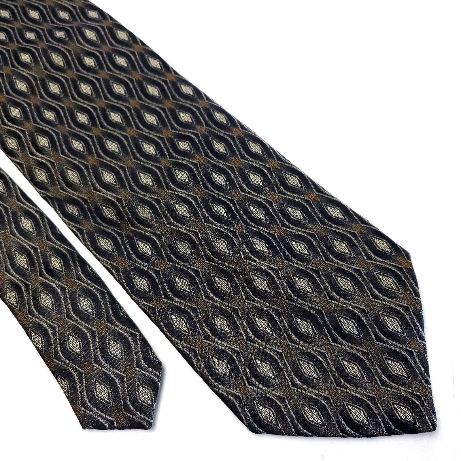 Pronto Uomo Pronto Uomo Green Woven Geometric Abstract Wide Silk Tie Size ONE SIZE - 1 Thumbnail