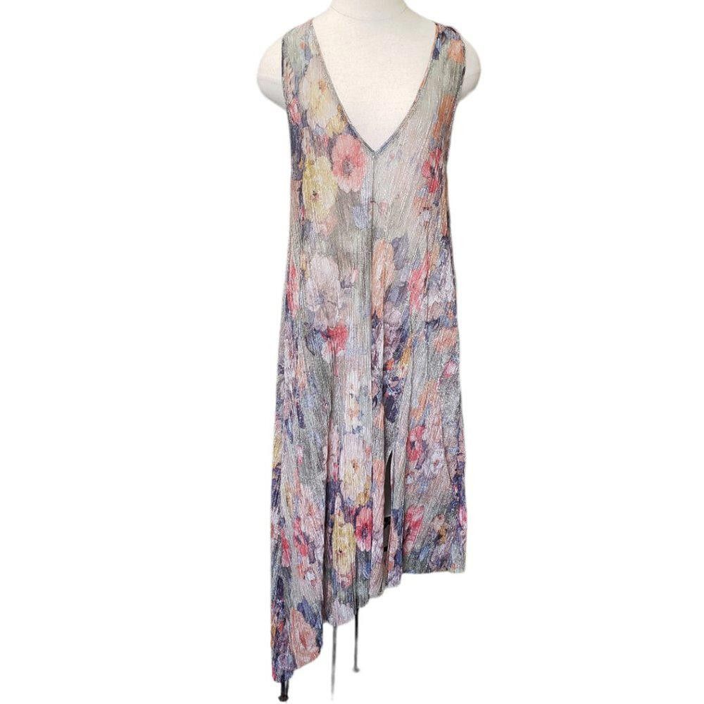 Zara CT341 Zara Floral A-symmetrical Dress L Size L / US 10 / IT 46 - 1 Thumbnail