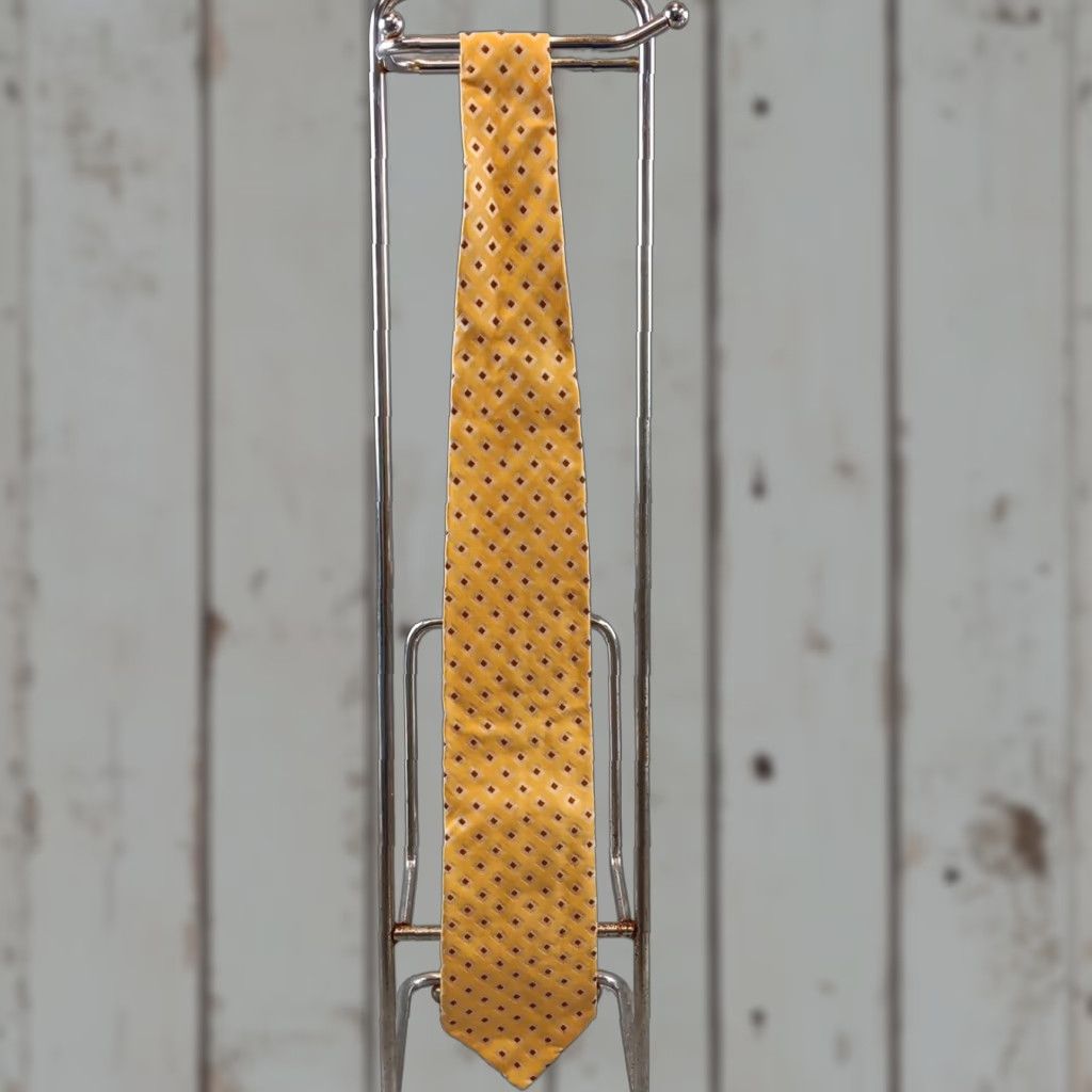 Canali Canali Necktie 100% Silk Geometric Diamond Pattern Yellow-Gold Men Tie 60.5in 3 1/8in Made in Italy Size ONE SIZE - 1 Thumbnail