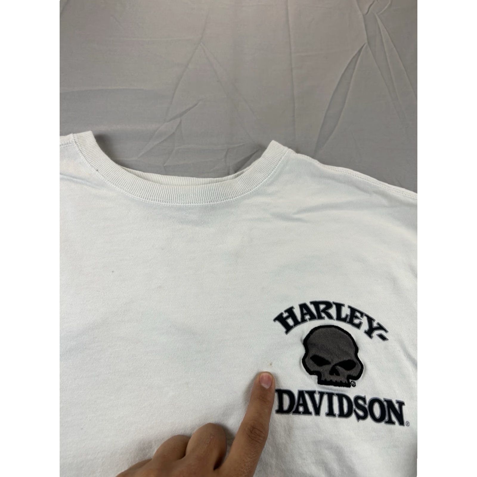 Harley Davidson Harley-Davidson Long Sleeve Shirt 2XL Men’s Skull White Sleeve Y2K Hit Size US XXL / EU 58 / 5 - 6 Thumbnail