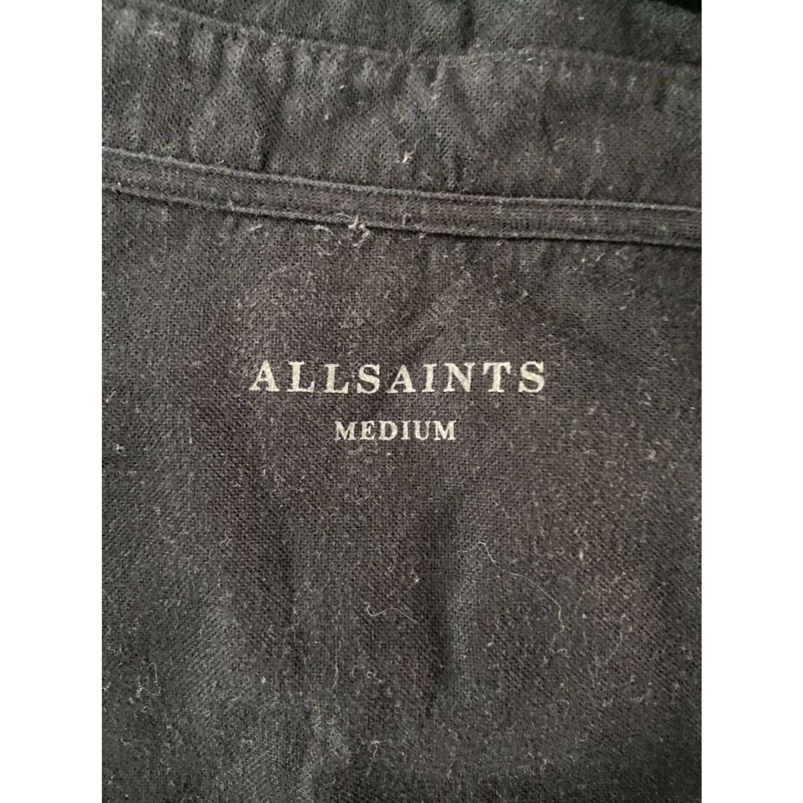 Allsaints AllSaints Mens Button-Up Shirt M Black Long Sleeve Stretch Casual Shirt Size US M / EU 48-50 / 2 - 3 Thumbnail