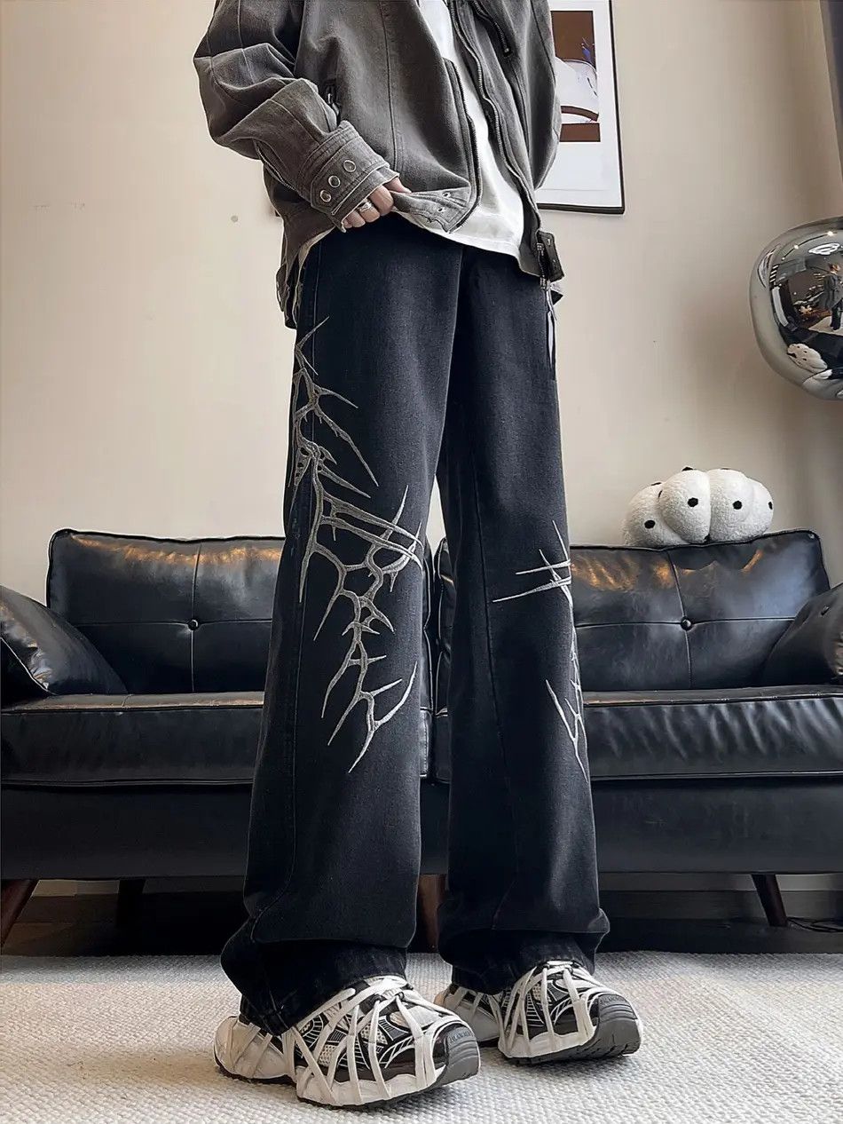 Japanese Brand Retro loose embroidered micro flared jeans Size US 32 / EU 48 - 4 Thumbnail