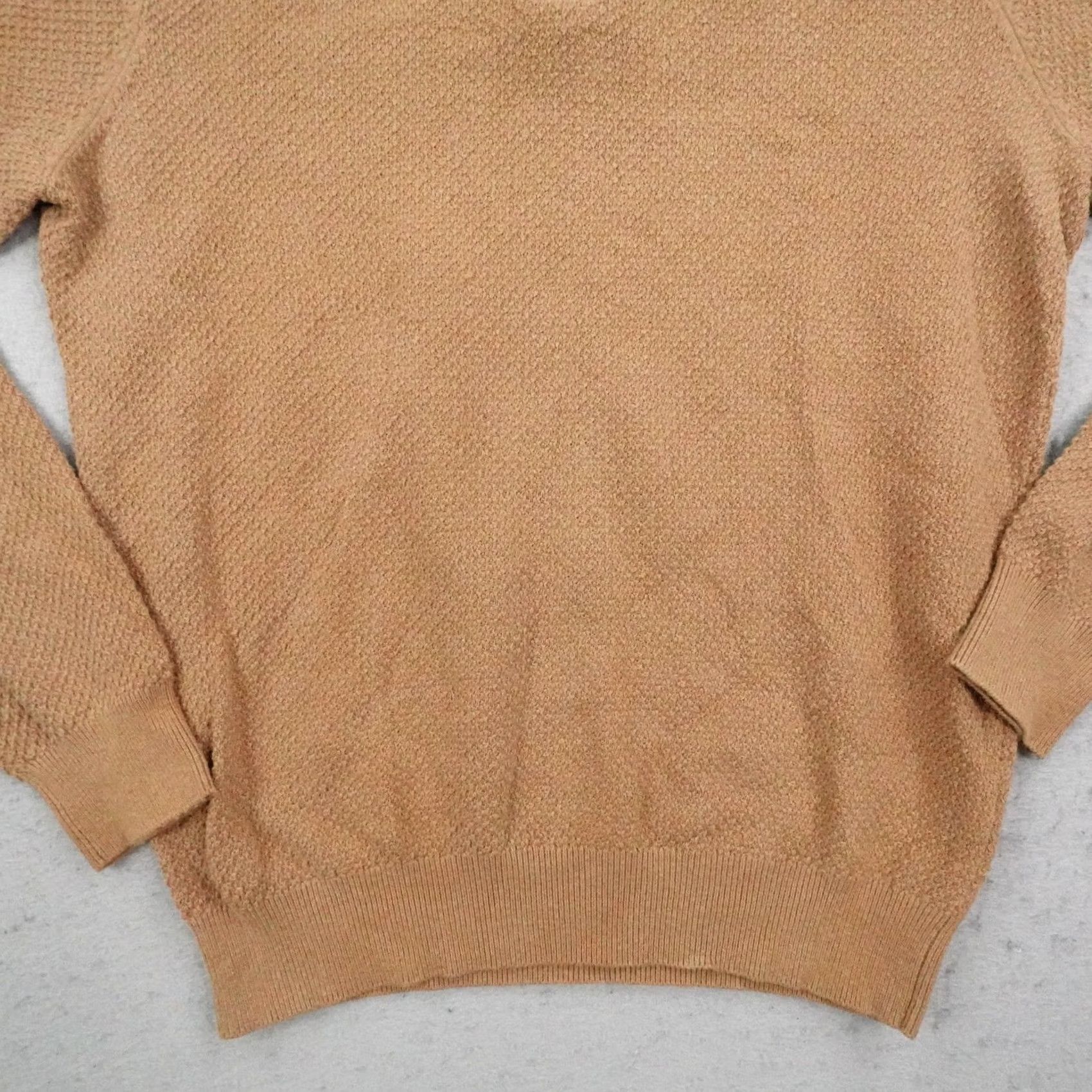 Massimo Dutti Massimo Dutti Sweater Mens Medium Brown Cashmere Blend Pullover 1/4 Zip Textured Knit Waffle-N Size US M / EU 48-50 / 2 - 3 Thumbnail
