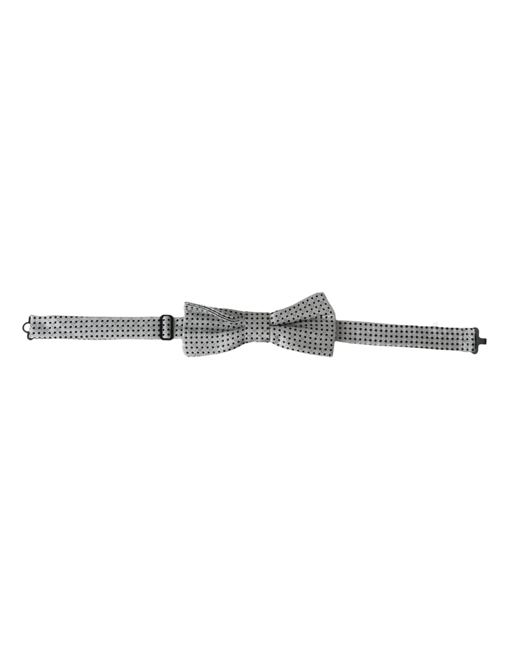 Dolce & Gabbana Gray Silk Polka Dot Adjustable Neck Men Papillon Bow Men's Size ONE SIZE - 1 Thumbnail