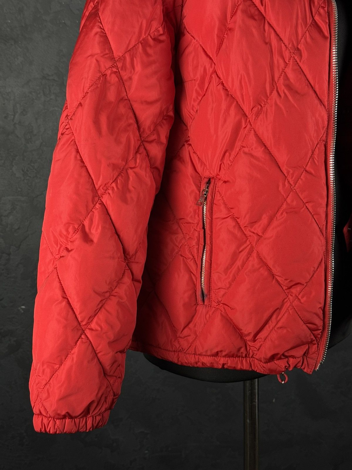 Prada 2008 Prada Red Diamond Women’s Quilted Puffer Jacket Size XL / US 12-14 / IT 48-50 - 16 Thumbnail
