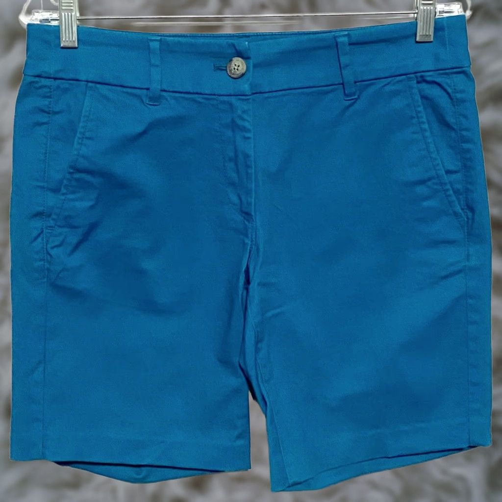 Loft Loft Bermuda Chino Shorts 4 Blue Teal Stretch Preppy Casual Modest Comfort Boho Shirt Womens Regular Small? Size 27" / US 4 / IT 40 - 1 Thumbnail