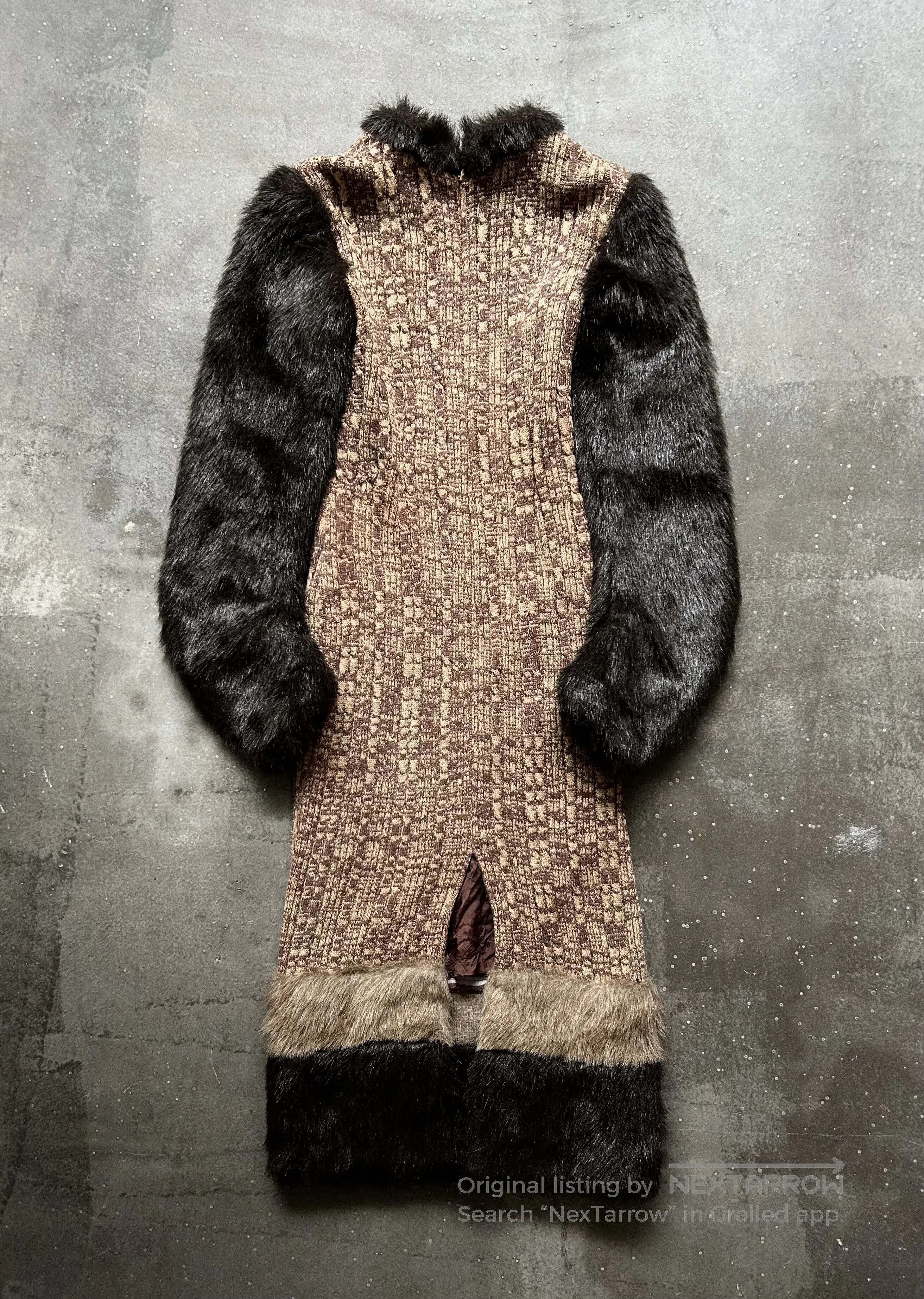 Japanese Brand knitted woven dress with fur sleeves. Size M / US 6-8 / IT 42-44 - 1 Thumbnail
