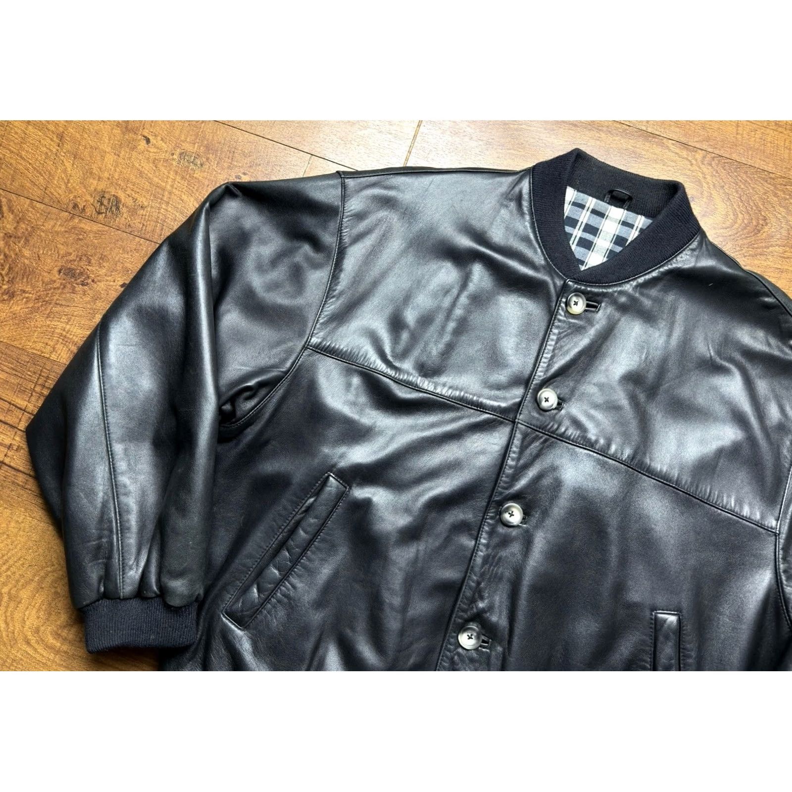 Luciano Barbera VINTAGE Luciano Barbera Jacket Leather Bomber Black Men’s Large 42 Italy Size US L / EU 52-54 / 3 - 2 Thumbnail