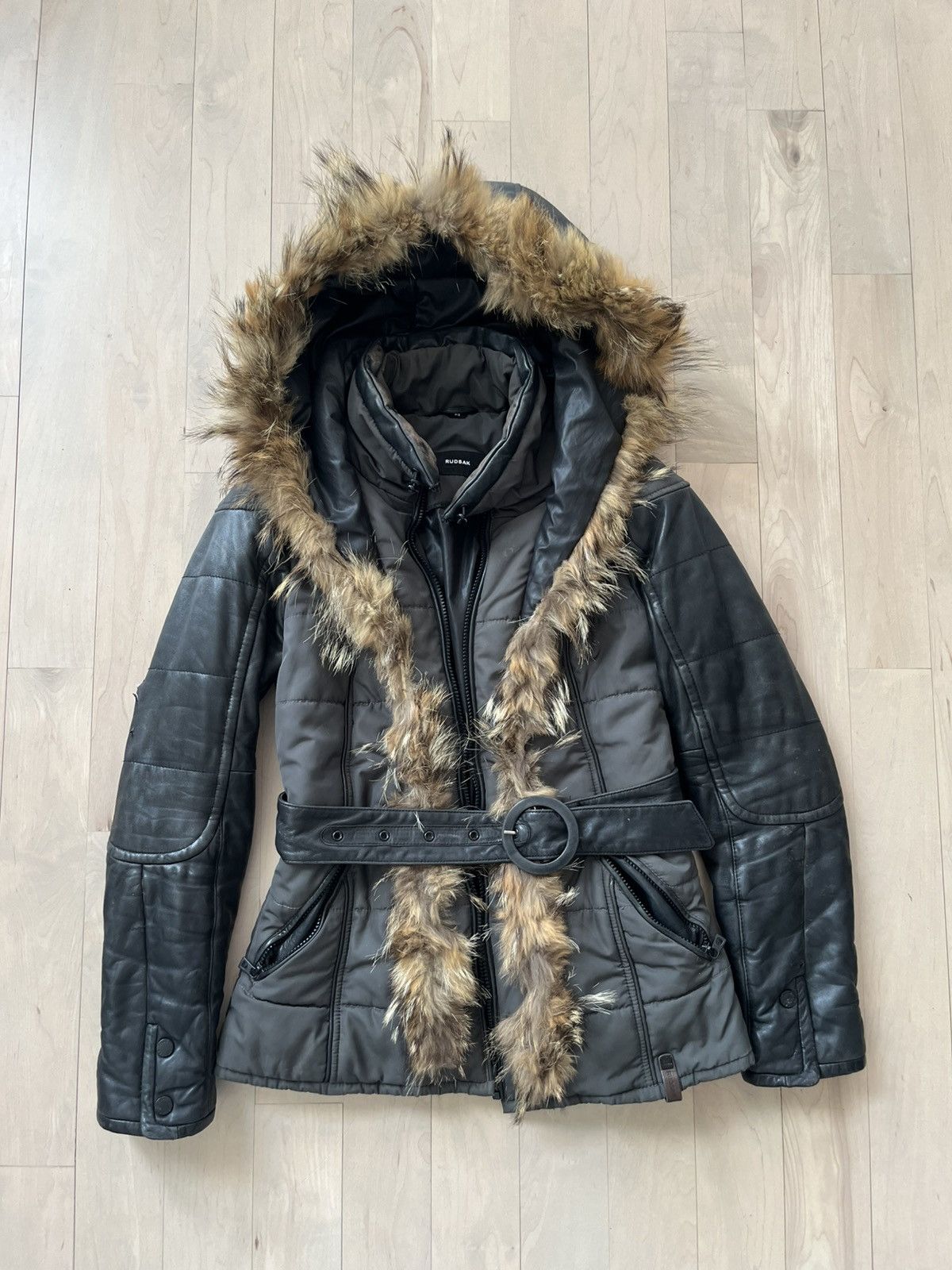 Rudsak RUDSAK Fur Hood Leather Winter Jacket Size US S / EU 44-46 / 1 - 1 Thumbnail
