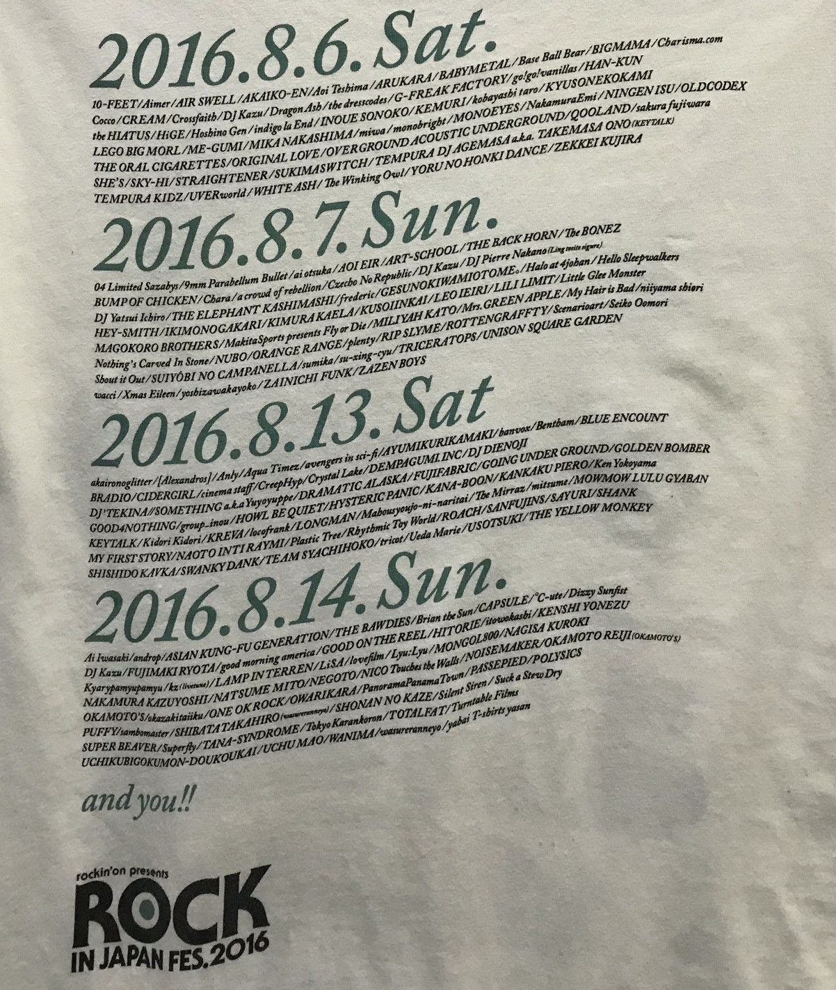 Band Tees × Vintage Rockin’on presents Rock In Japan Fes.2016 Shirt Size US S / EU 44-46 / 1 - 4 Thumbnail