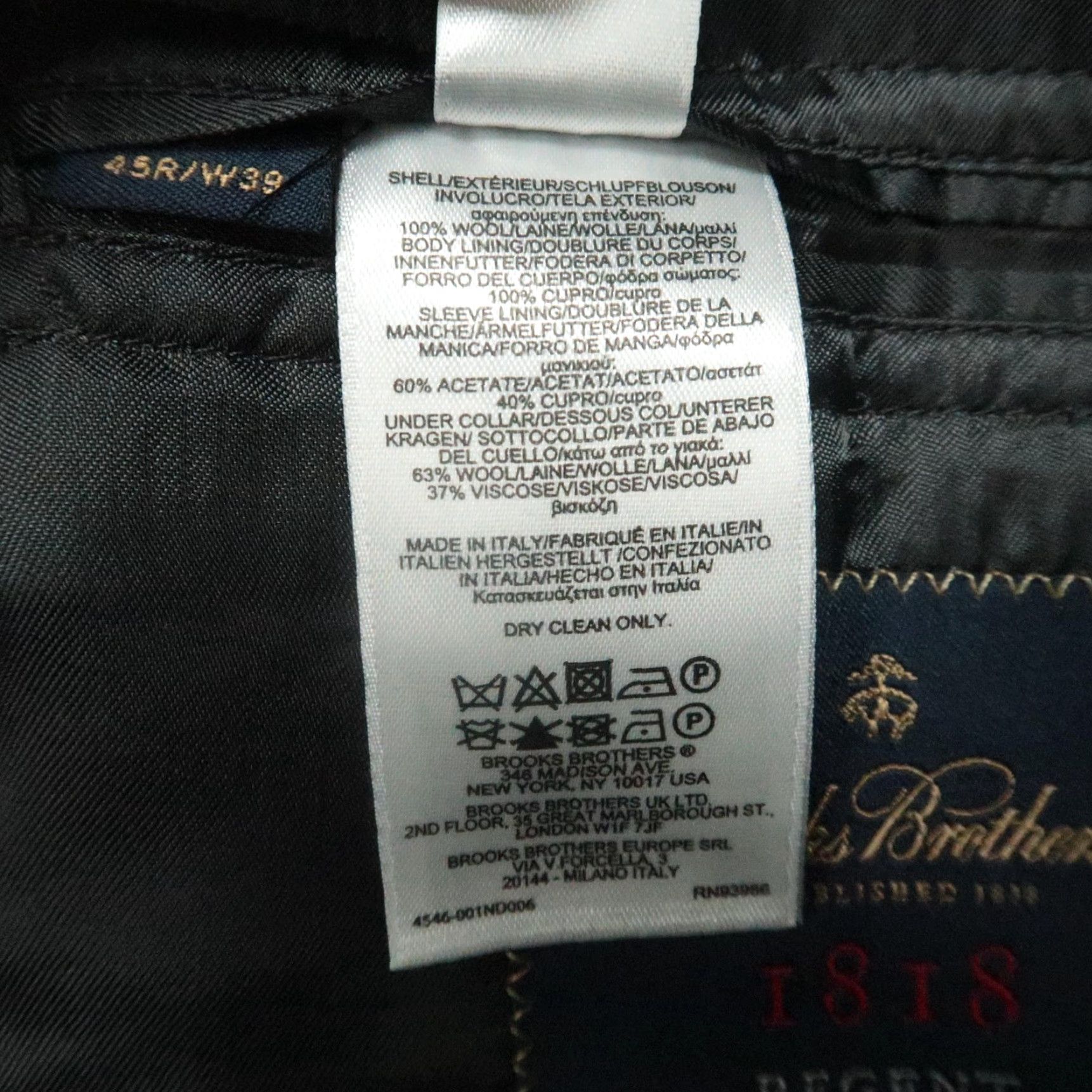 Brooks Brothers Brooks Brothers Sport Coat Blazer Mens 45R Gray 1818 Regent Estrato Wool Italy Size 48R - 6 Thumbnail