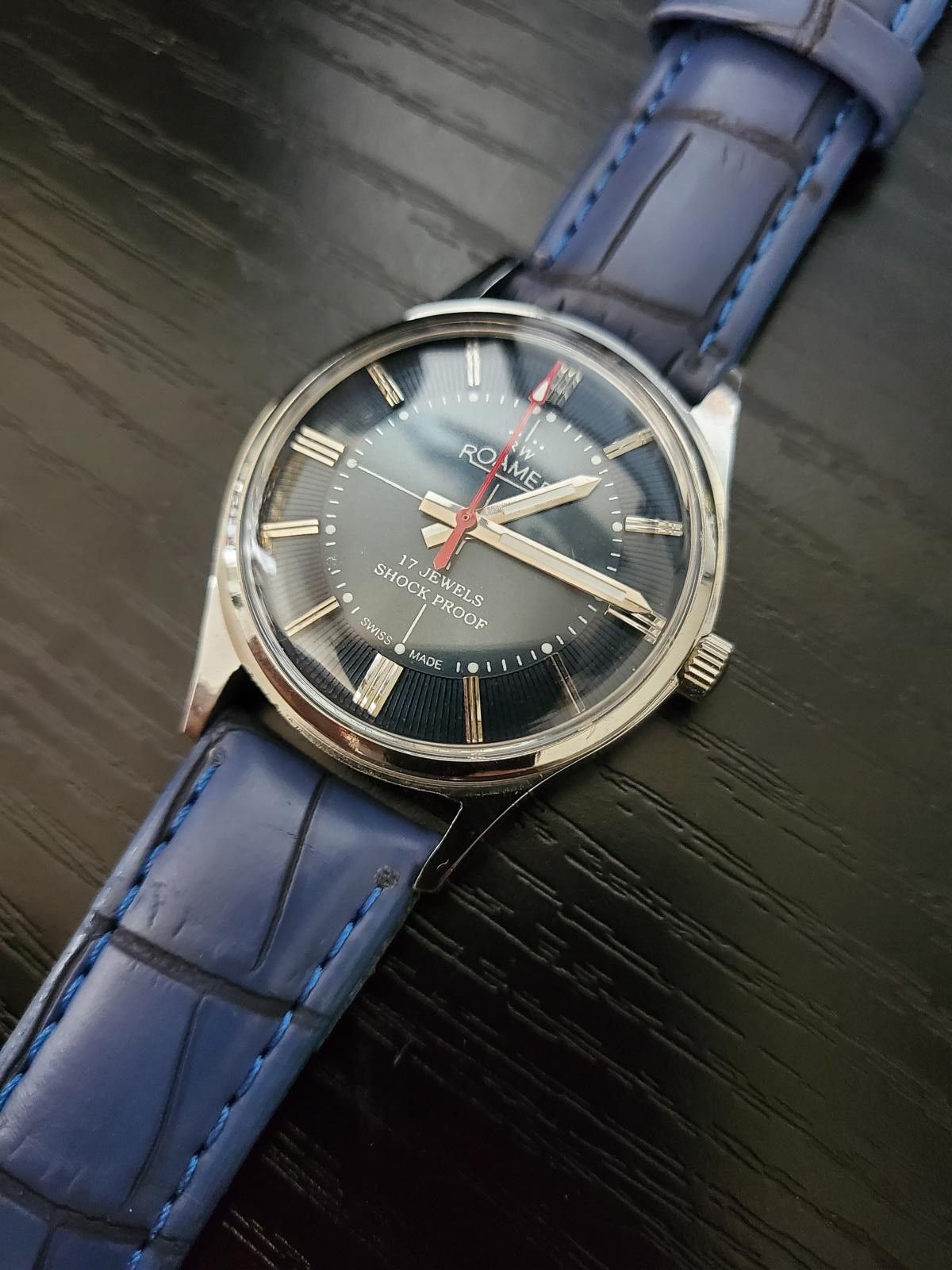 image of Roamers Nos Vintage Roamer Fhf St96 Mechanical Men's Watch in Blue