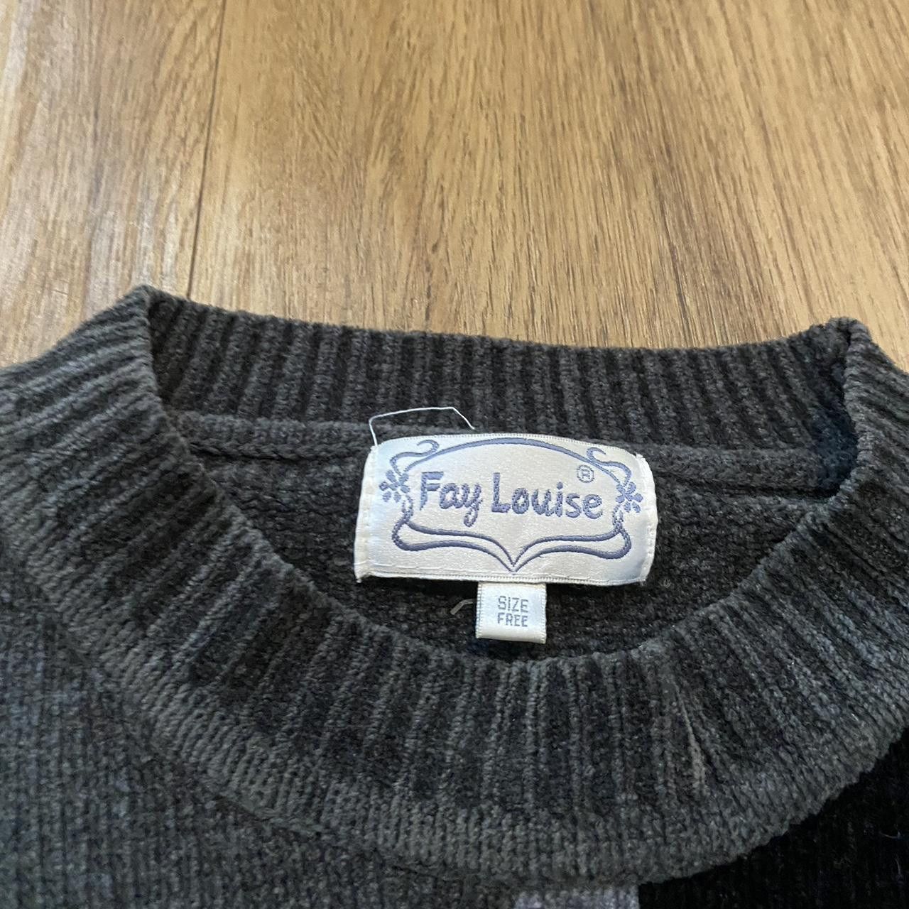 Other Grey and black vintage floral embroidered sweater Size US L / EU 52-54 / 3 - 4 Thumbnail