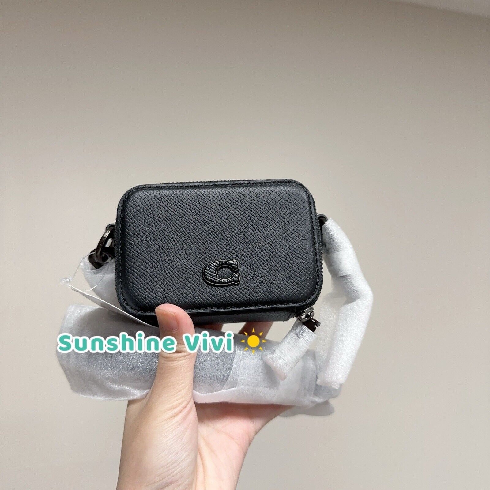 Coach NWT Coach Mini Crossbody Black Crossgrain CP271 Cards Size ONE SIZE - 1 Thumbnail