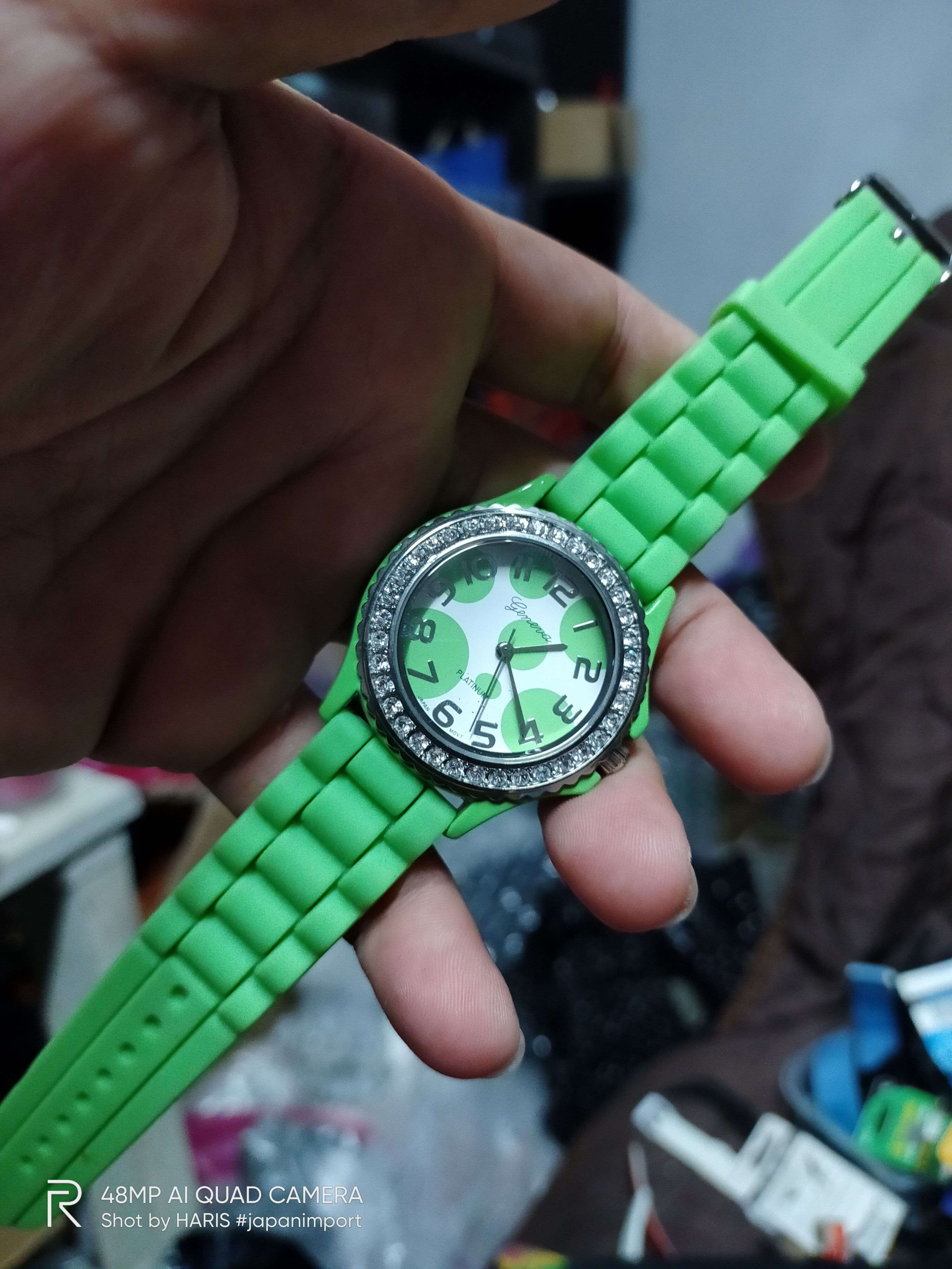 Designer × Vintage GREEN COOL 💥 GENEVA PLATINUM WATCH JAPAN DESIGN Size ONE SIZE - 2 Thumbnail