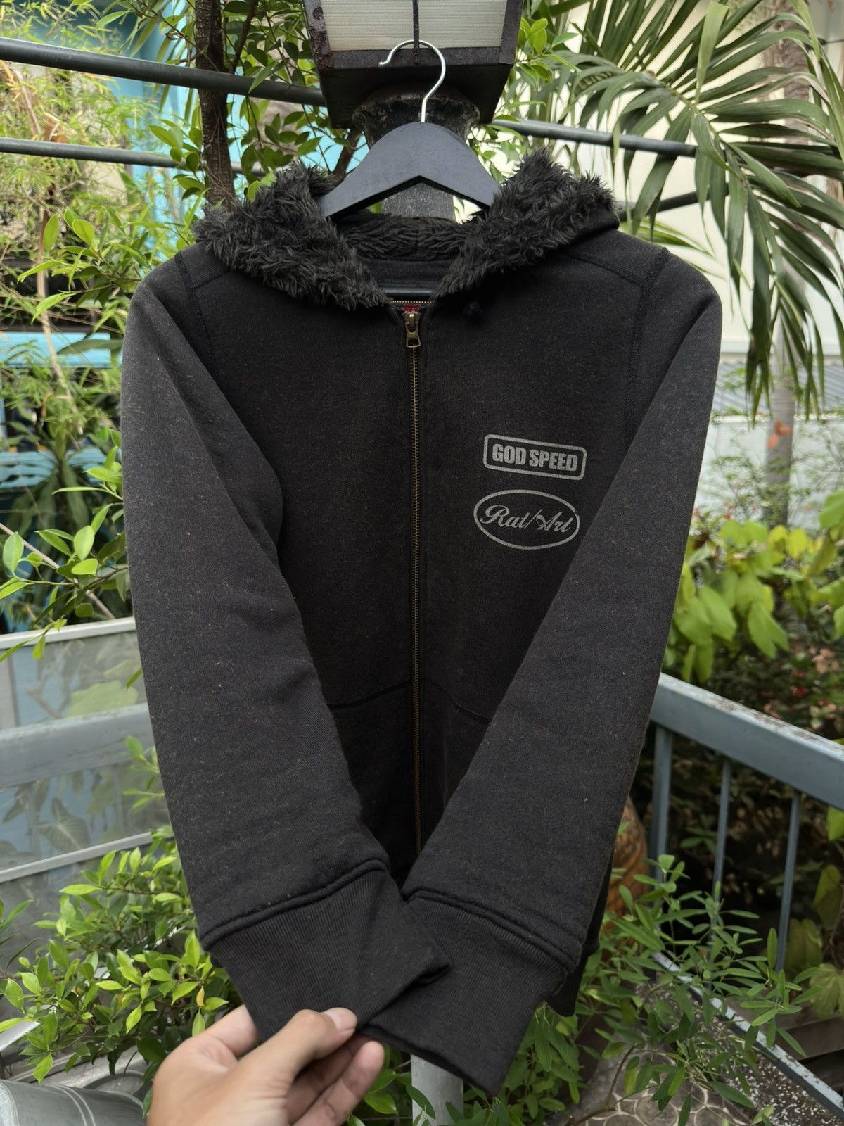 Hysteric Glamour Hysteric Glamour “God Speed Rat/Art” Poem Fur Zip-Up Hoodie Size US XS / EU 42 / 0 - 4 Thumbnail