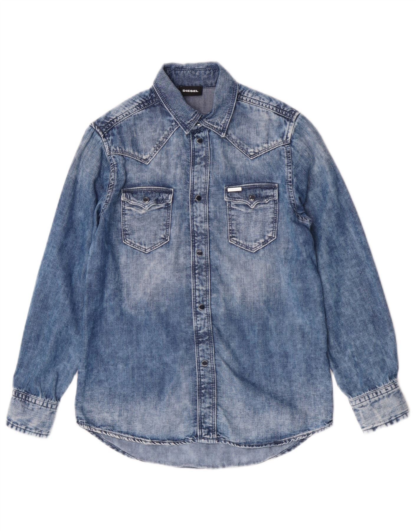 Diesel Boys Denim Shirt 9-10 Years Blue Cotton Size XXS / US 00 / IT 34 - 1 Thumbnail