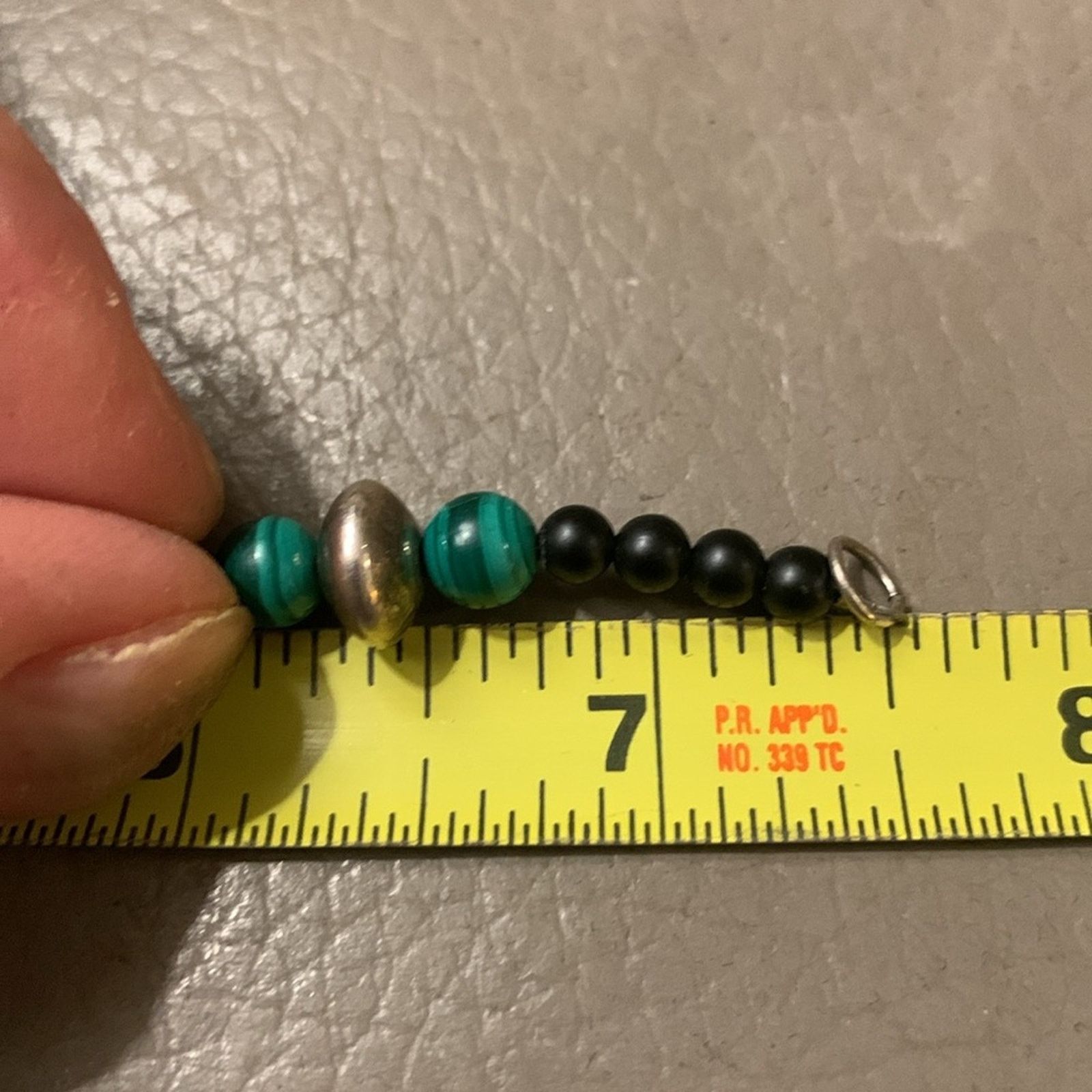 Vintage 925 Sterling silver,malachite and onyx beads bracelet Size ONE SIZE - 8 Thumbnail