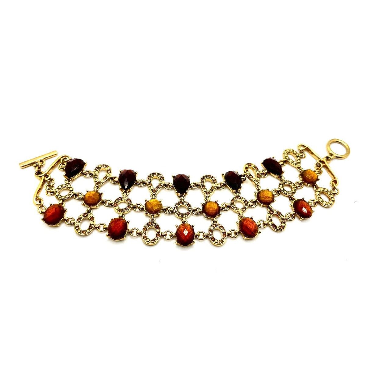 Liz Claiborne LIZ CLAIBORNE Vintage Amber Multi Strand Toggle Bracelet Size ONE SIZE - 2 Thumbnail